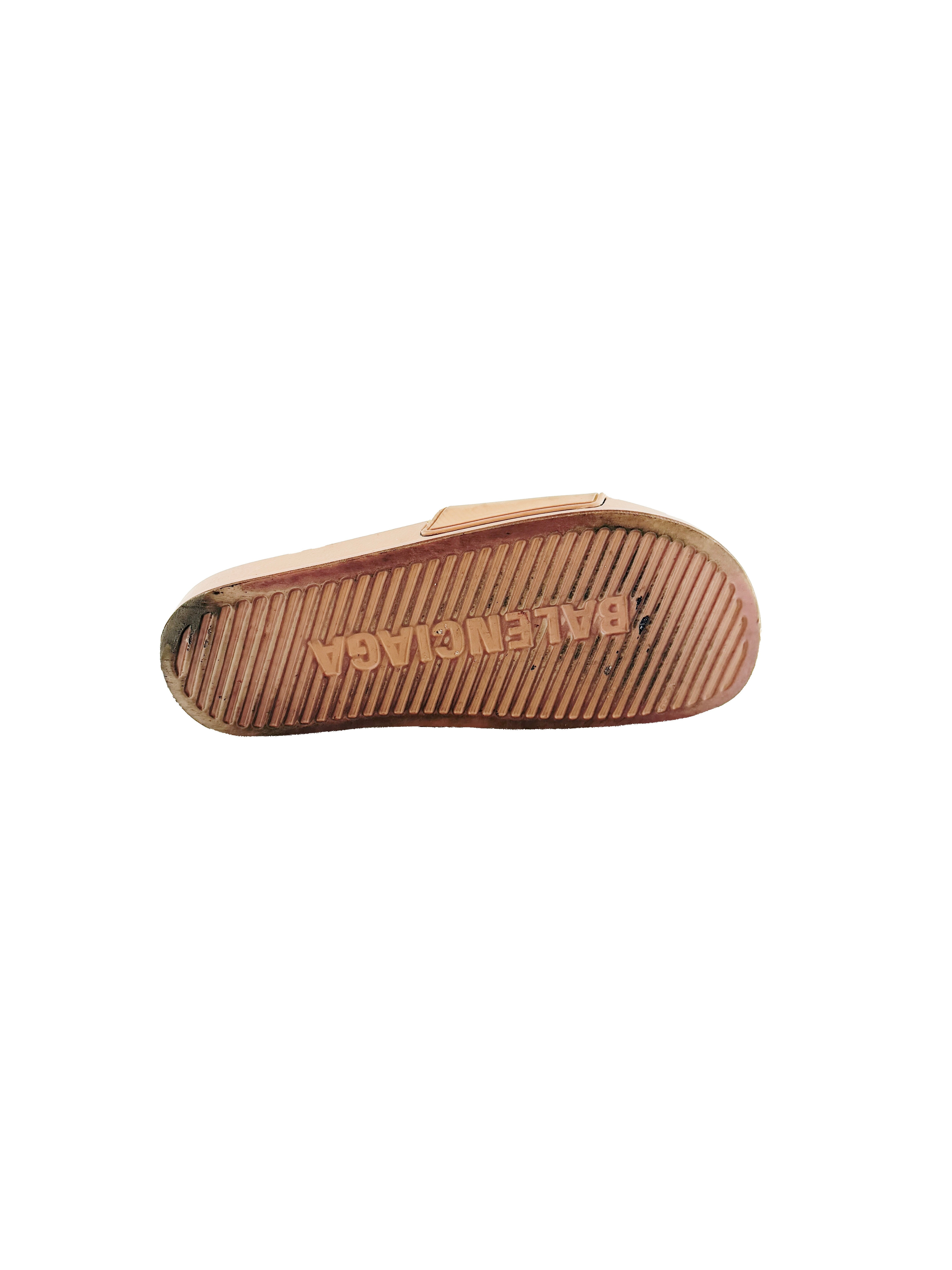 Balenciaga brown logo rubber slides size 8