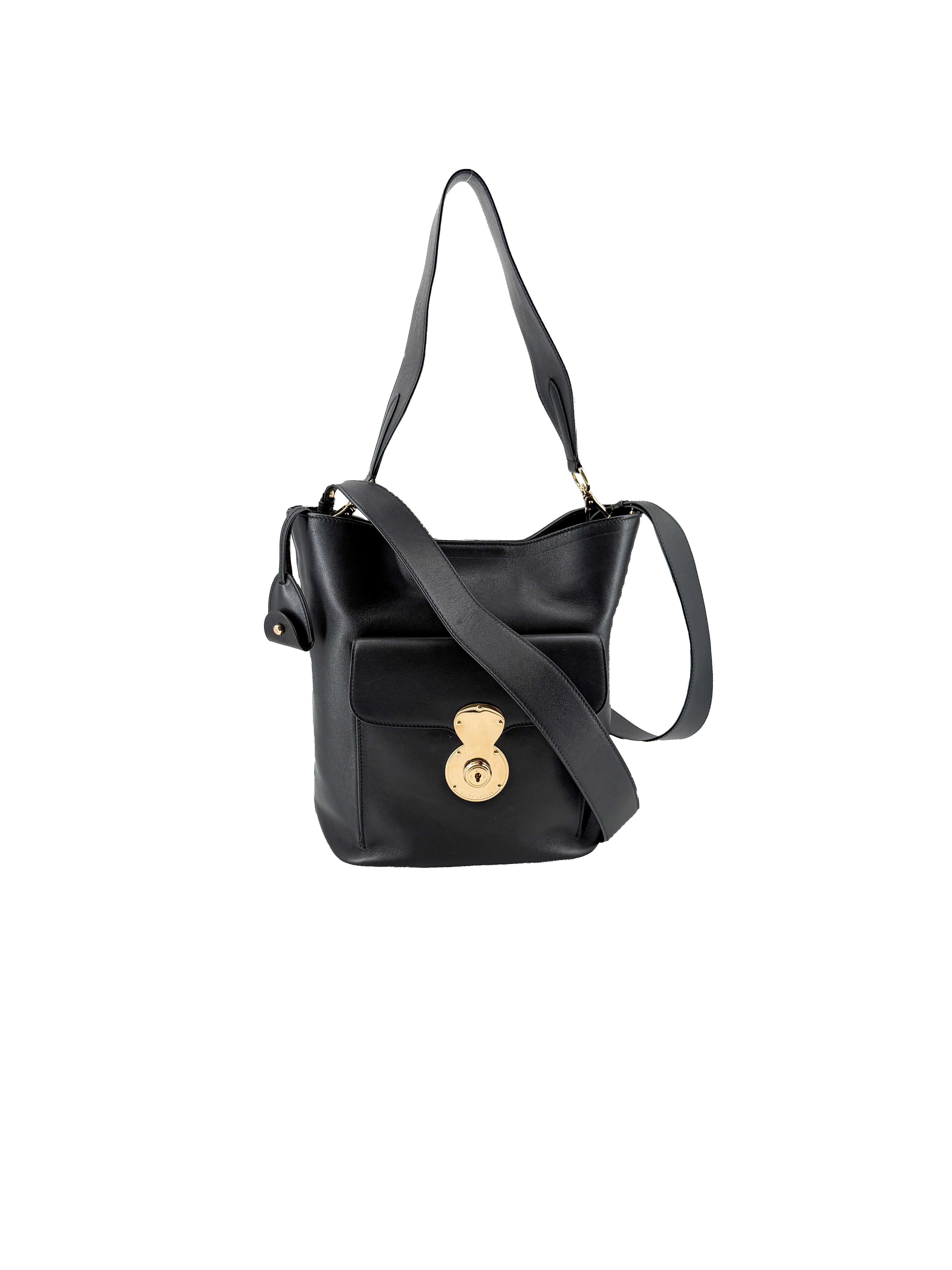 Ralph Lauren black bucket bag with Ricky closure