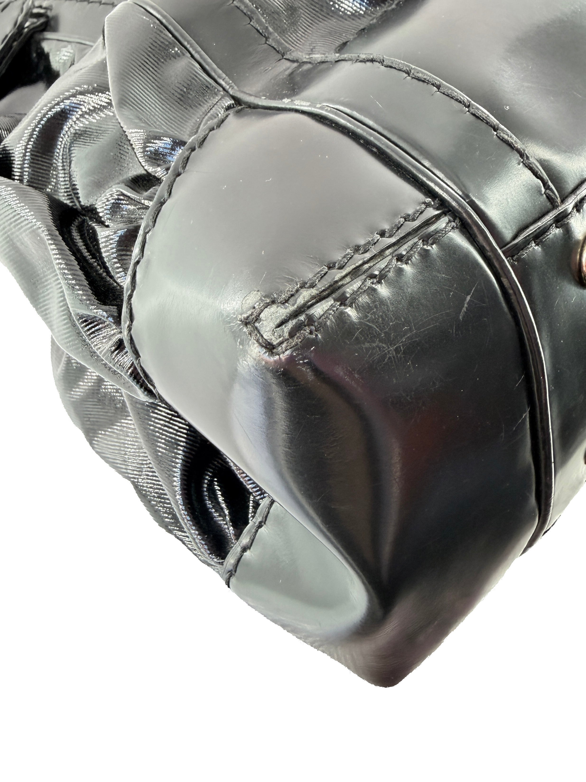 Gucci Dialux Queen black coated canvas patent leather bag 289883 204997