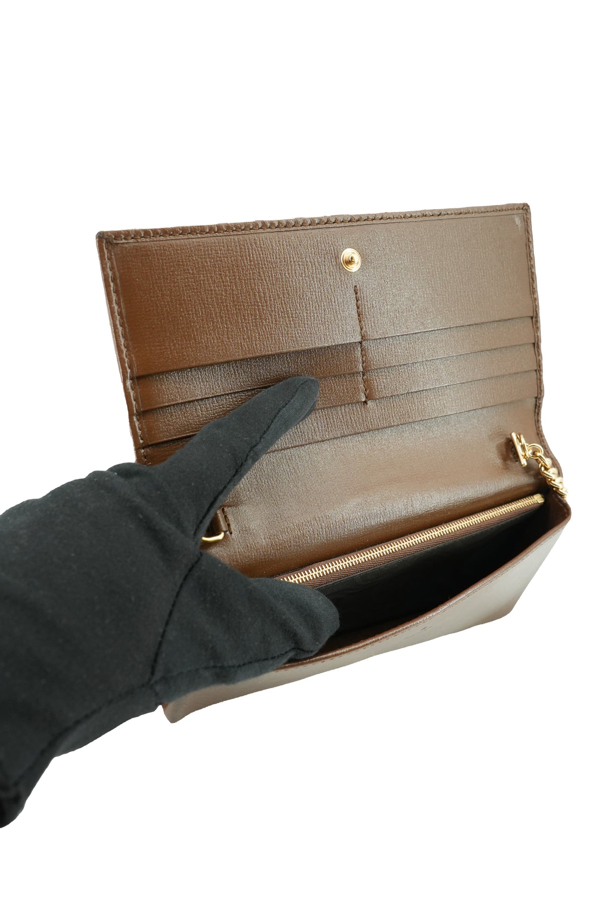 Gucci brown Horsebit 1955 chain wallet 621892-2149