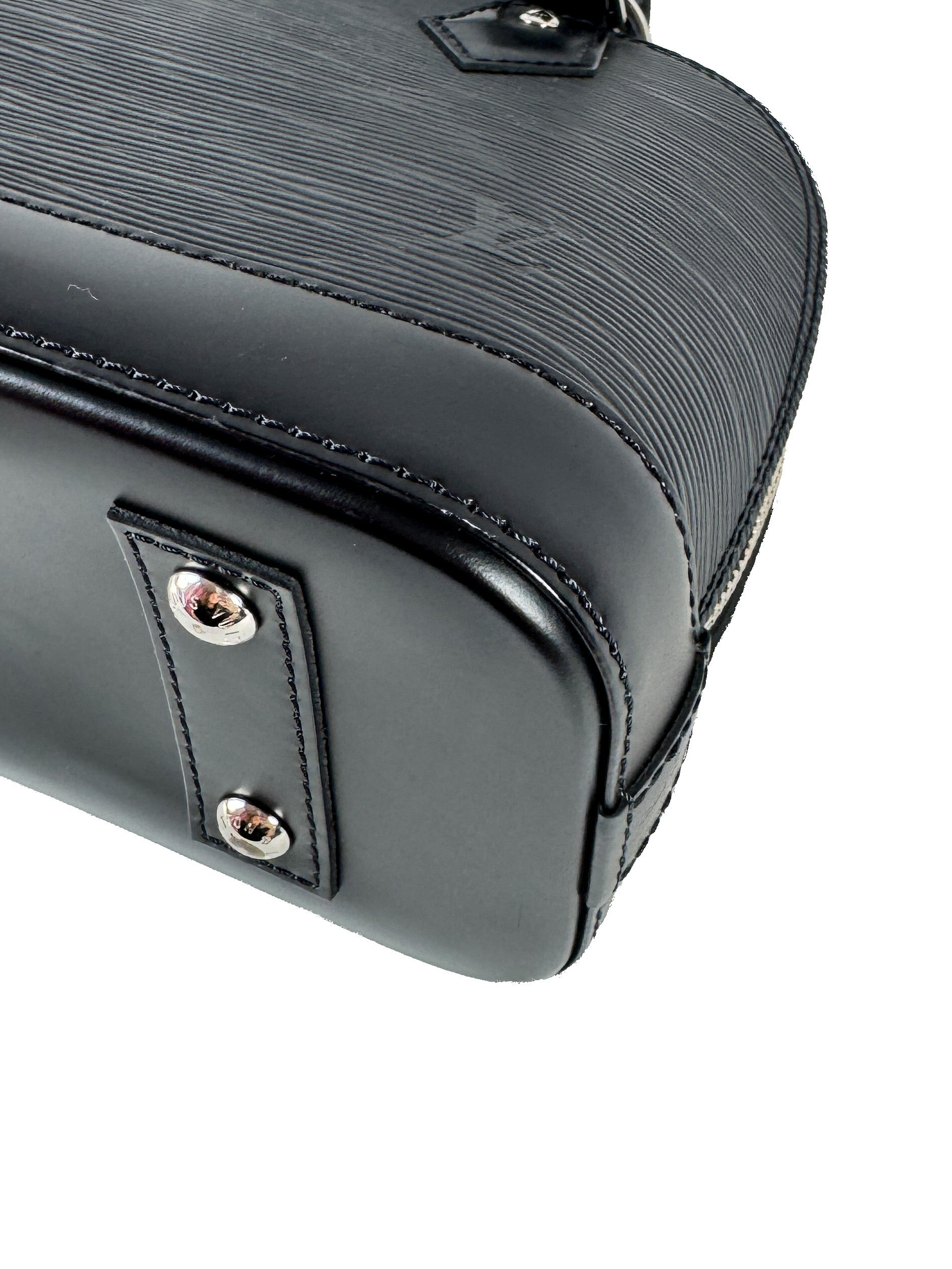 Louis Vuitton black epi Alma BB w/strap NFC