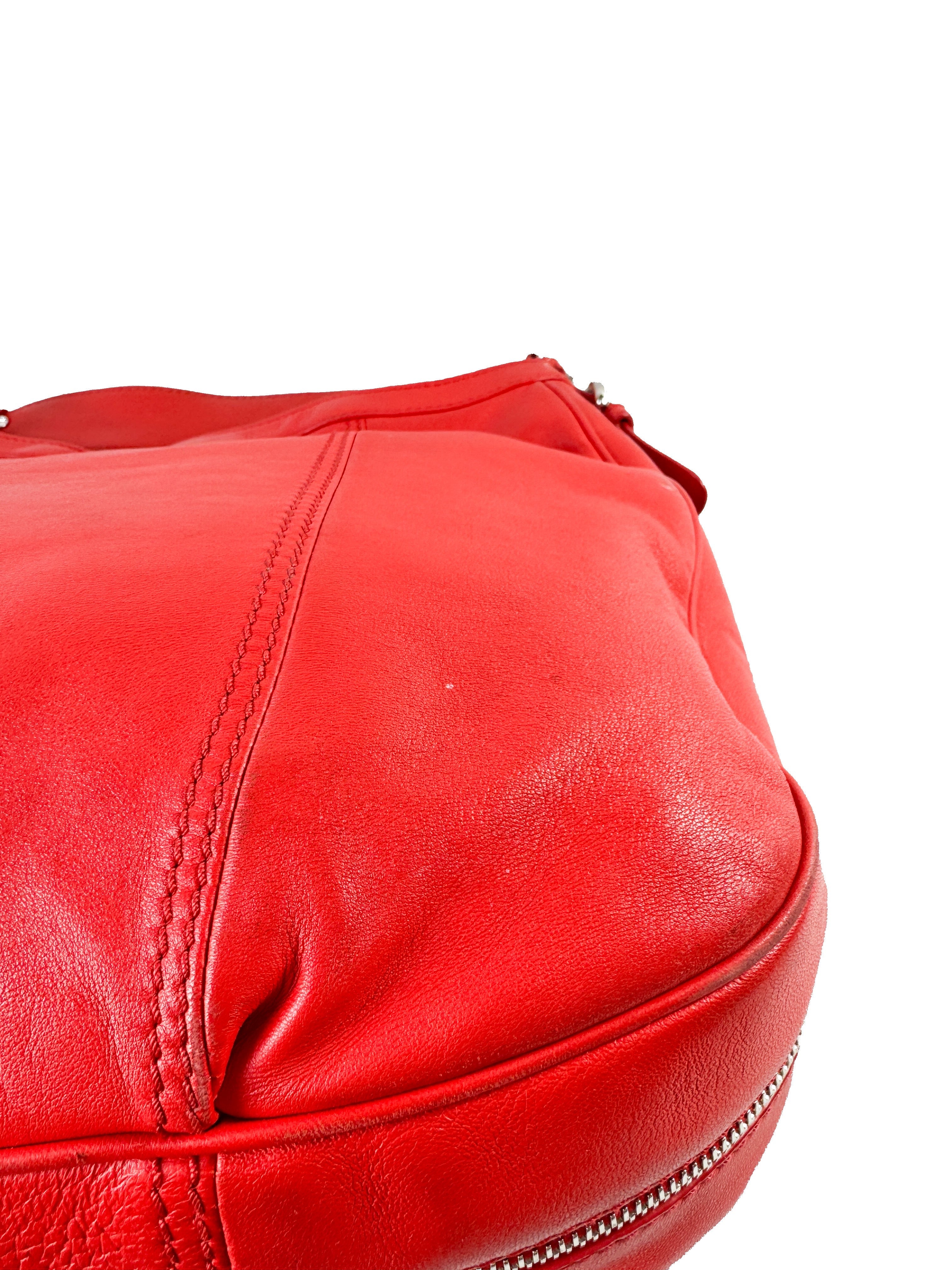 Versace red leather shoulder bag