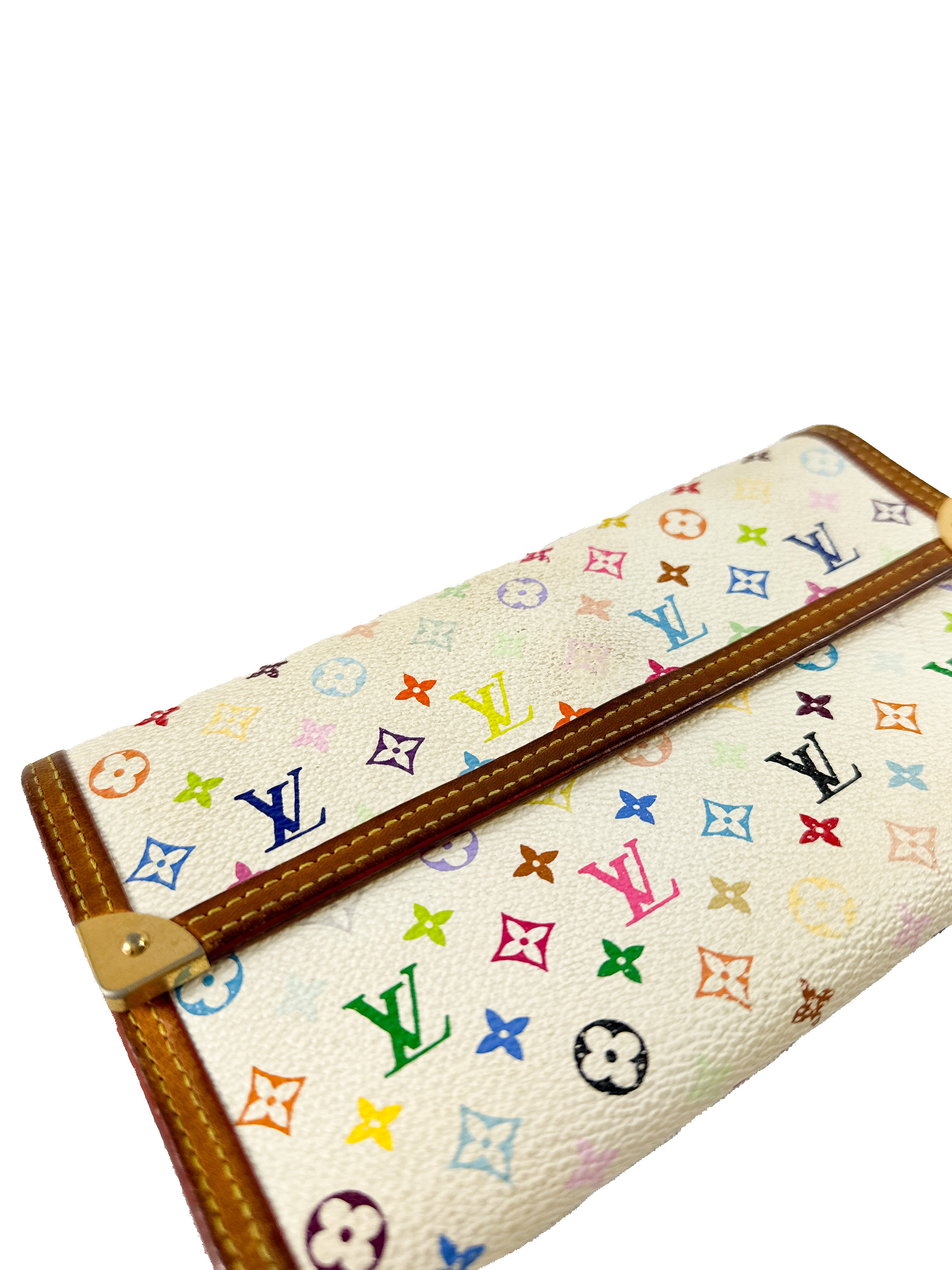 Louis Vuitton white multicolor porte tresor international wallet TH0074