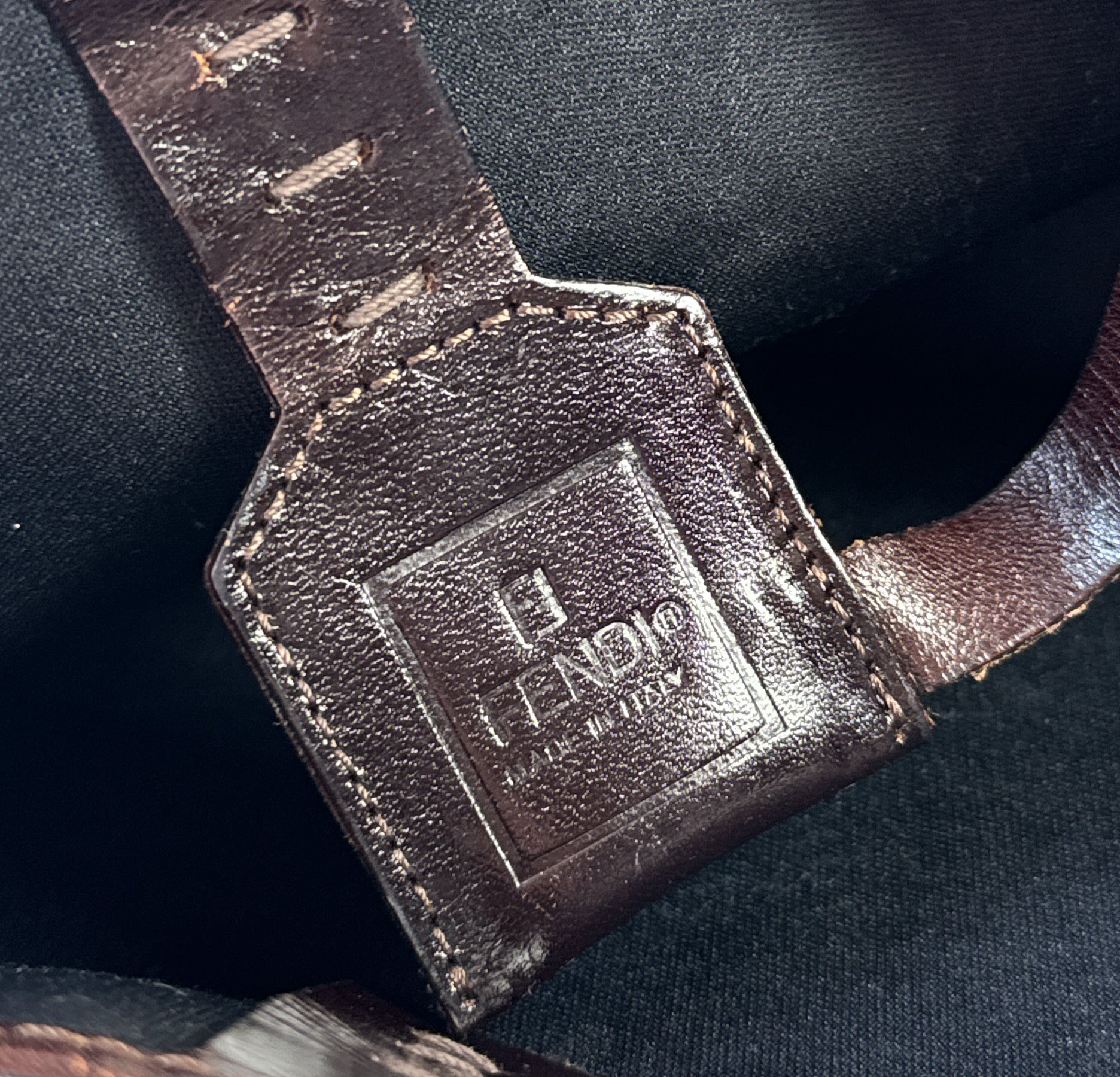 Fendi vintage olive black Zucca tote w/ leather pouch