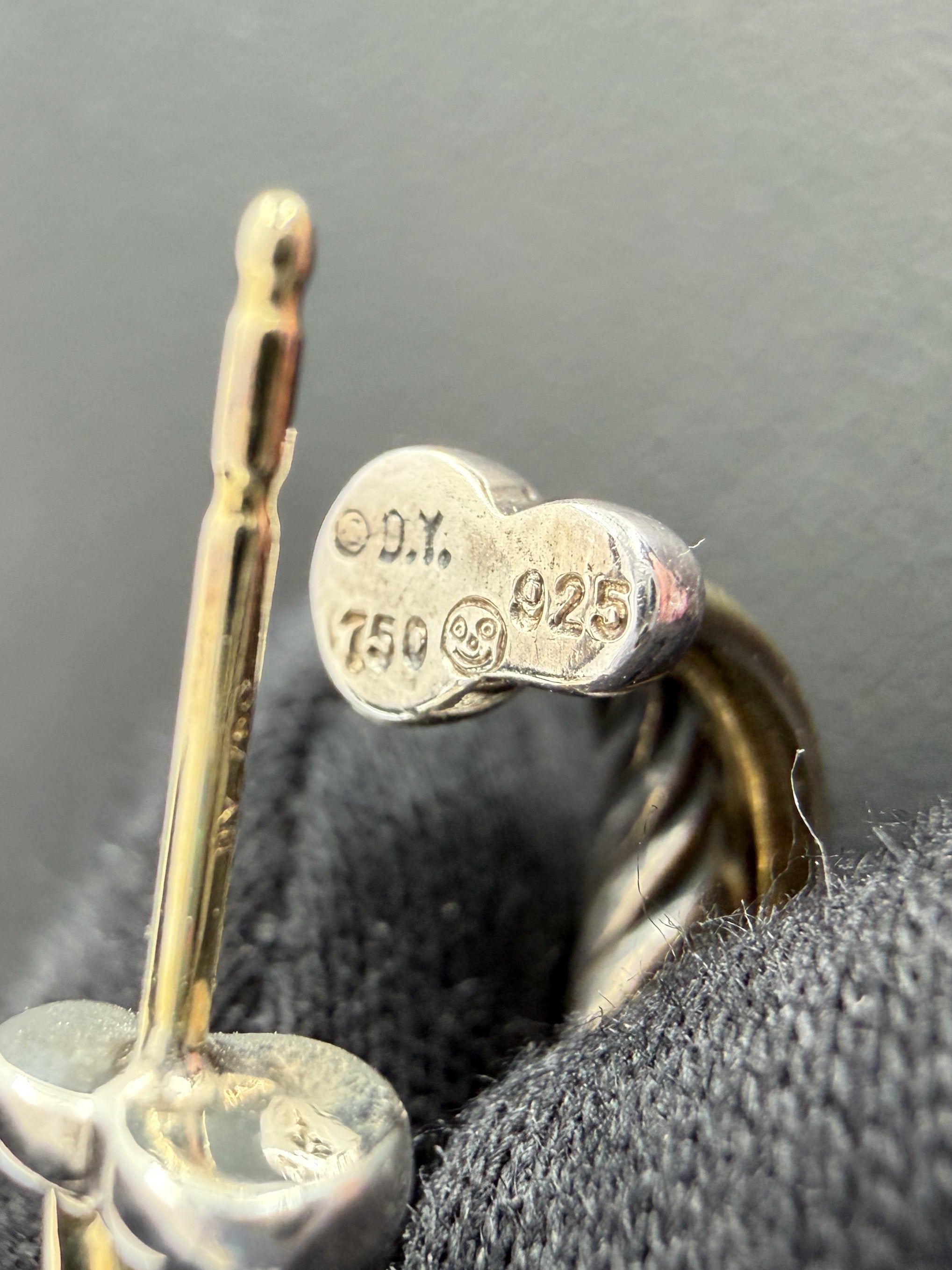 David Yurman sterling silver, yellow gold crossover hoop earrings small