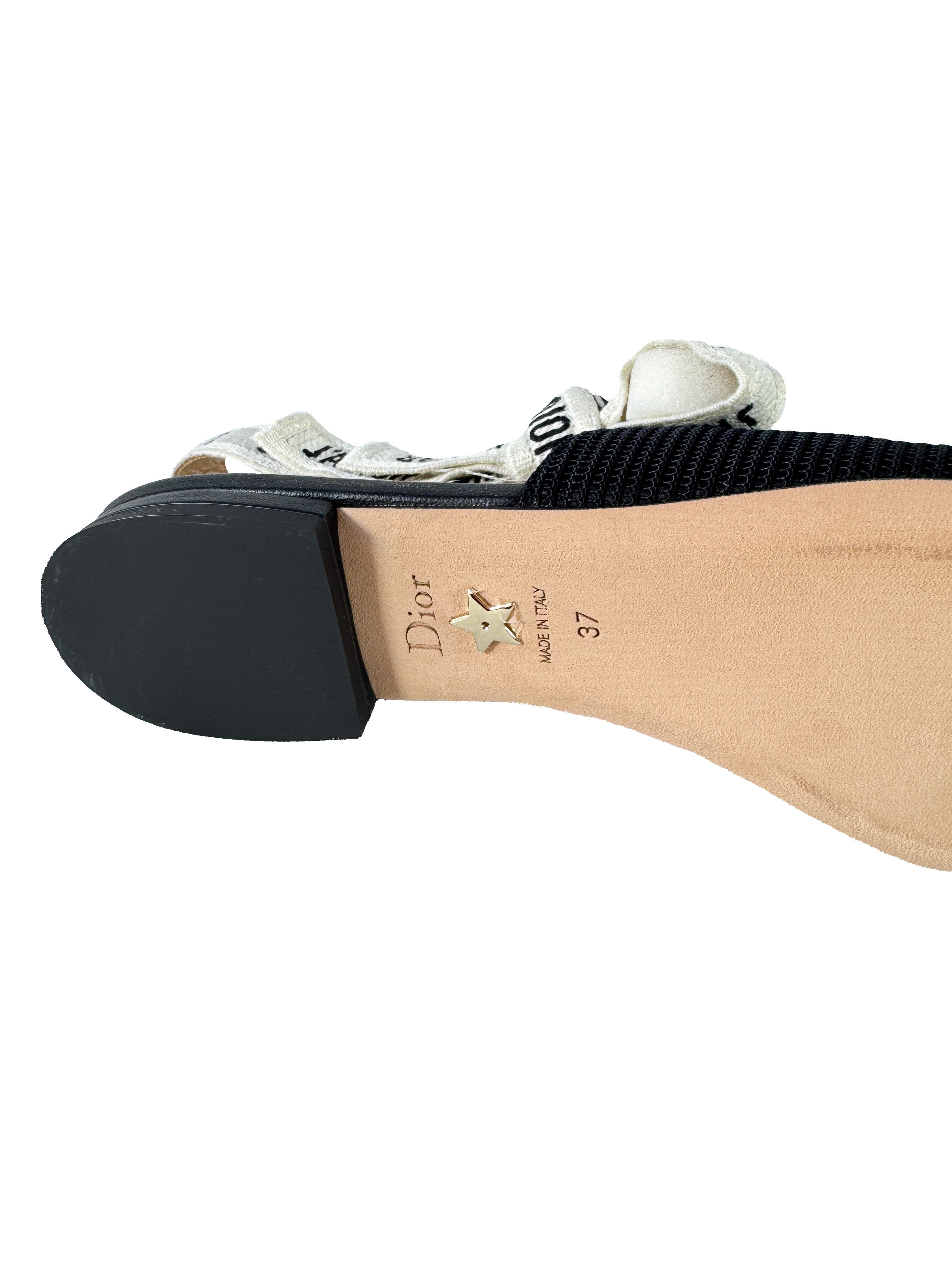 Dior J'Adior slingback black technical fabric flats size 37 NEW
