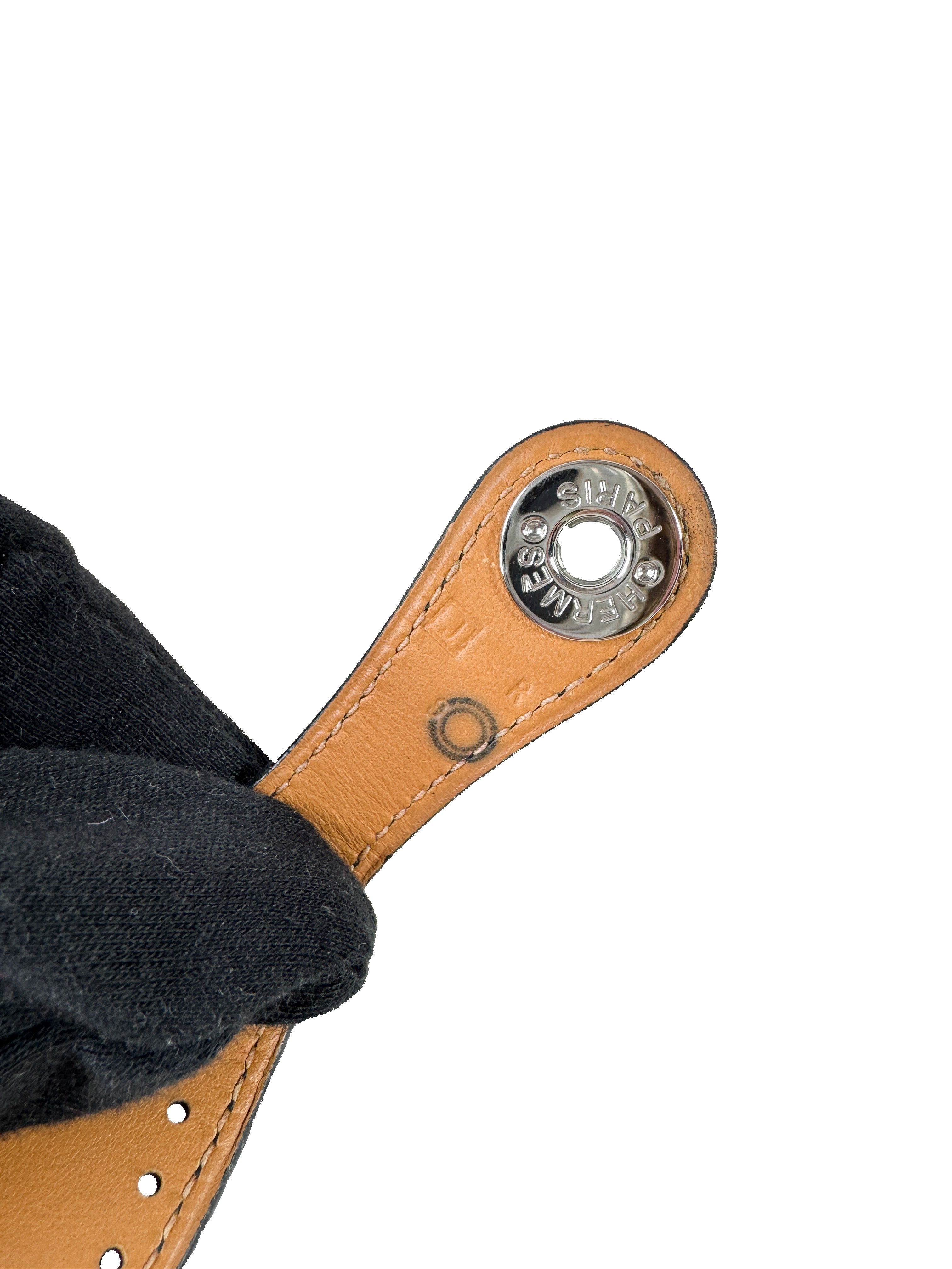 Hermès black/brown evelyne leather bracelet square J