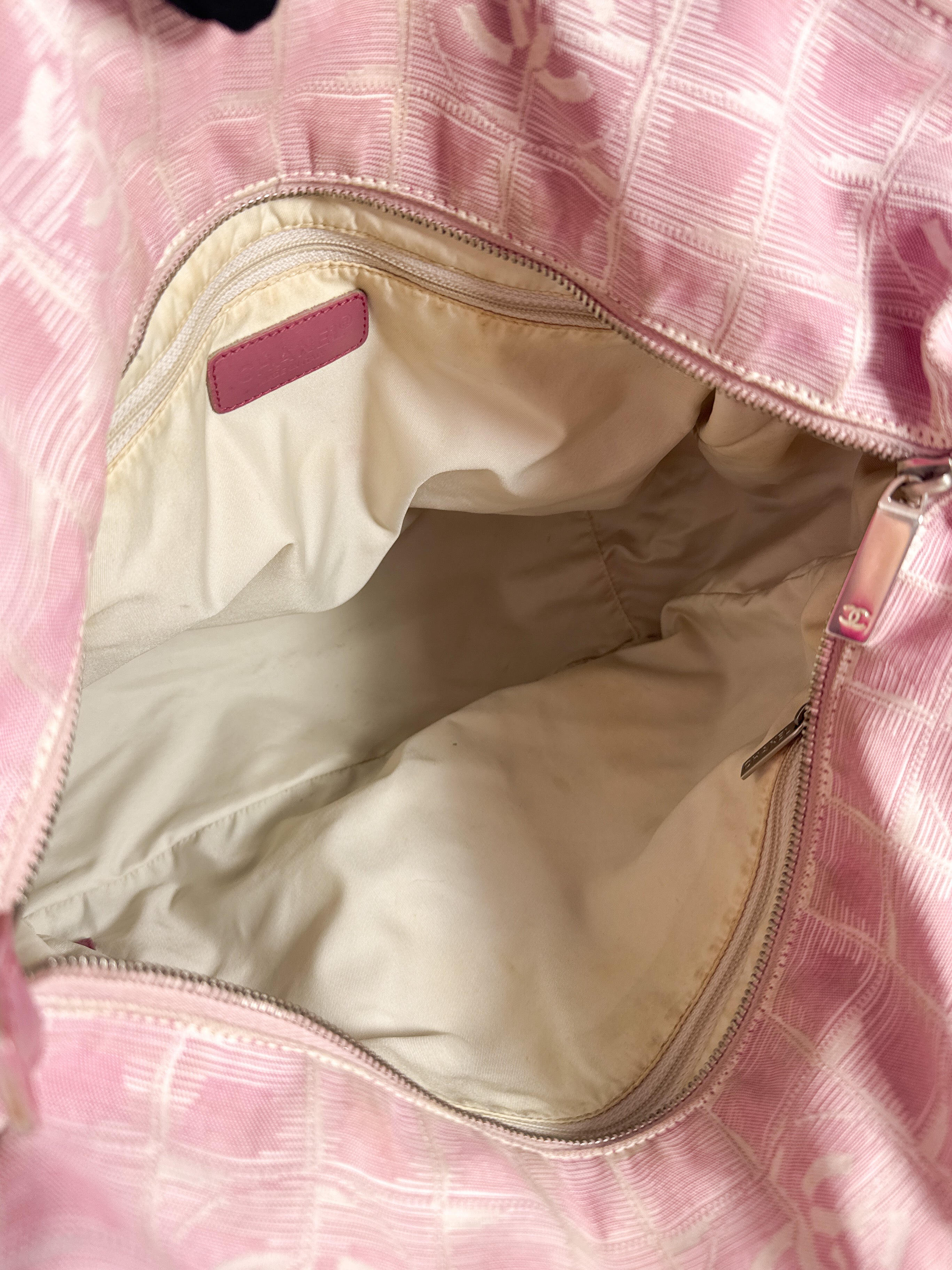 Chanel pink nylon travel line tote 6832897