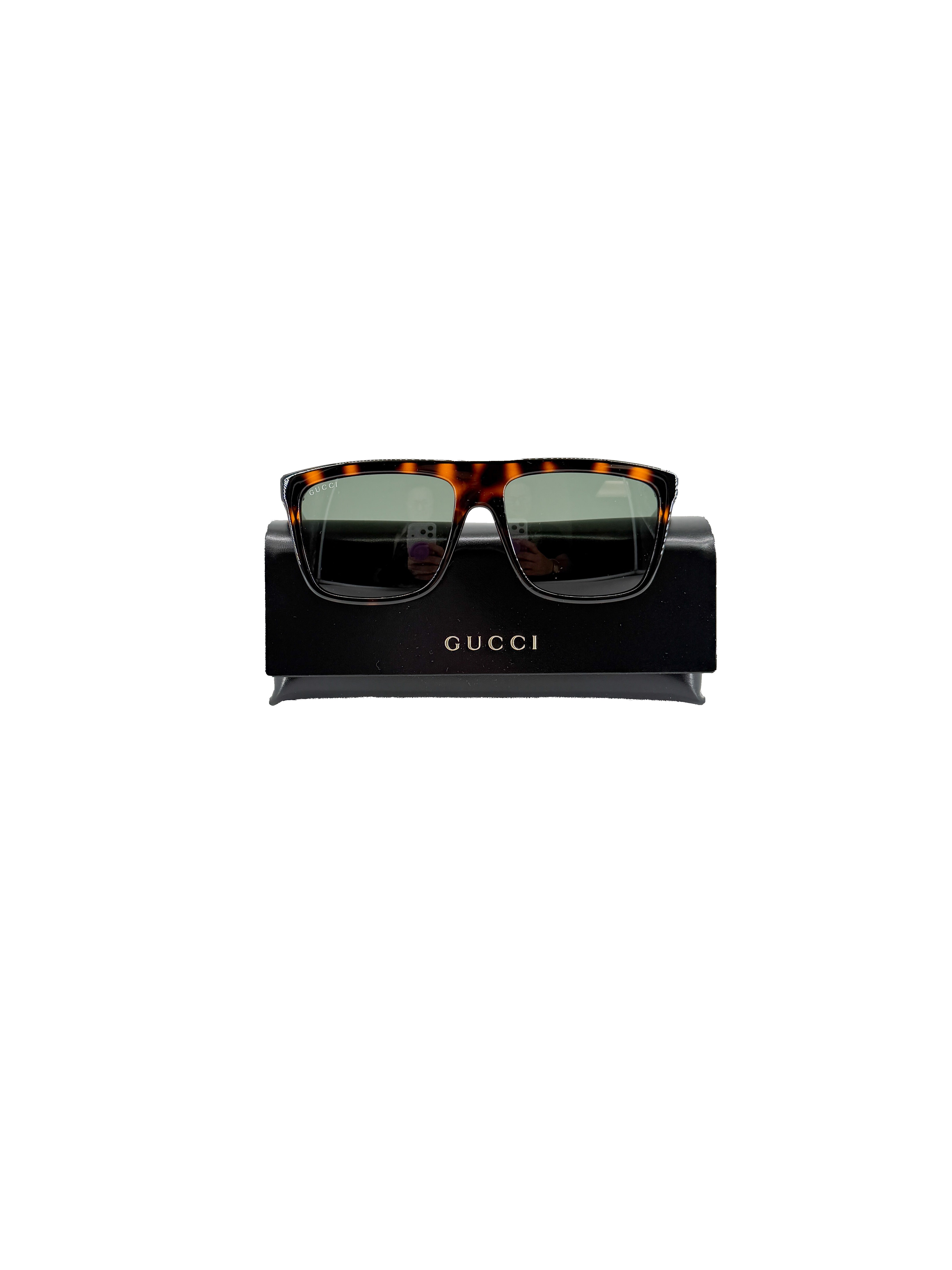 Gucci tortoise square frame sunglasses GG748S *case*