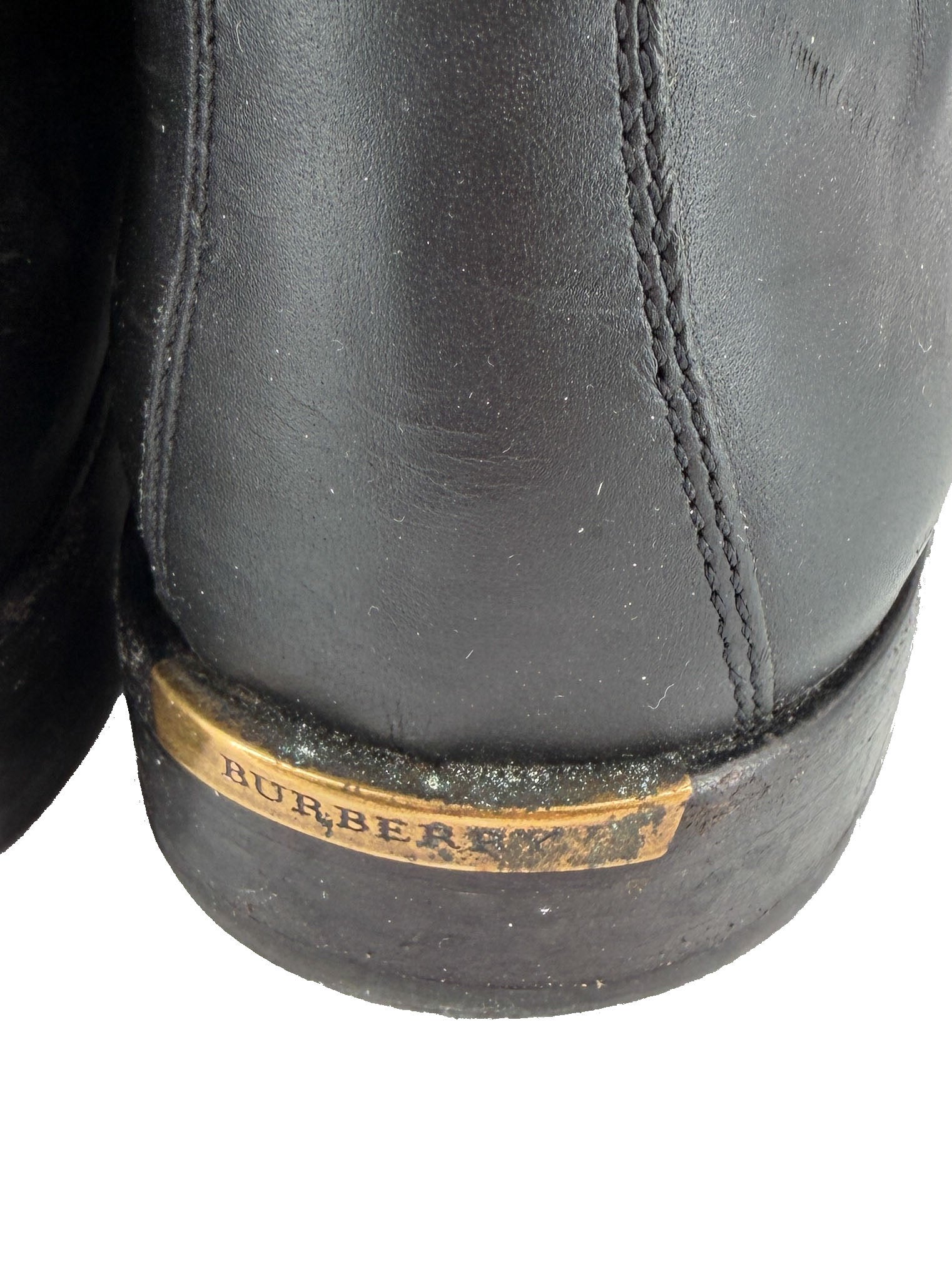 Burberry black leather Grantville check boots size 38 BOX