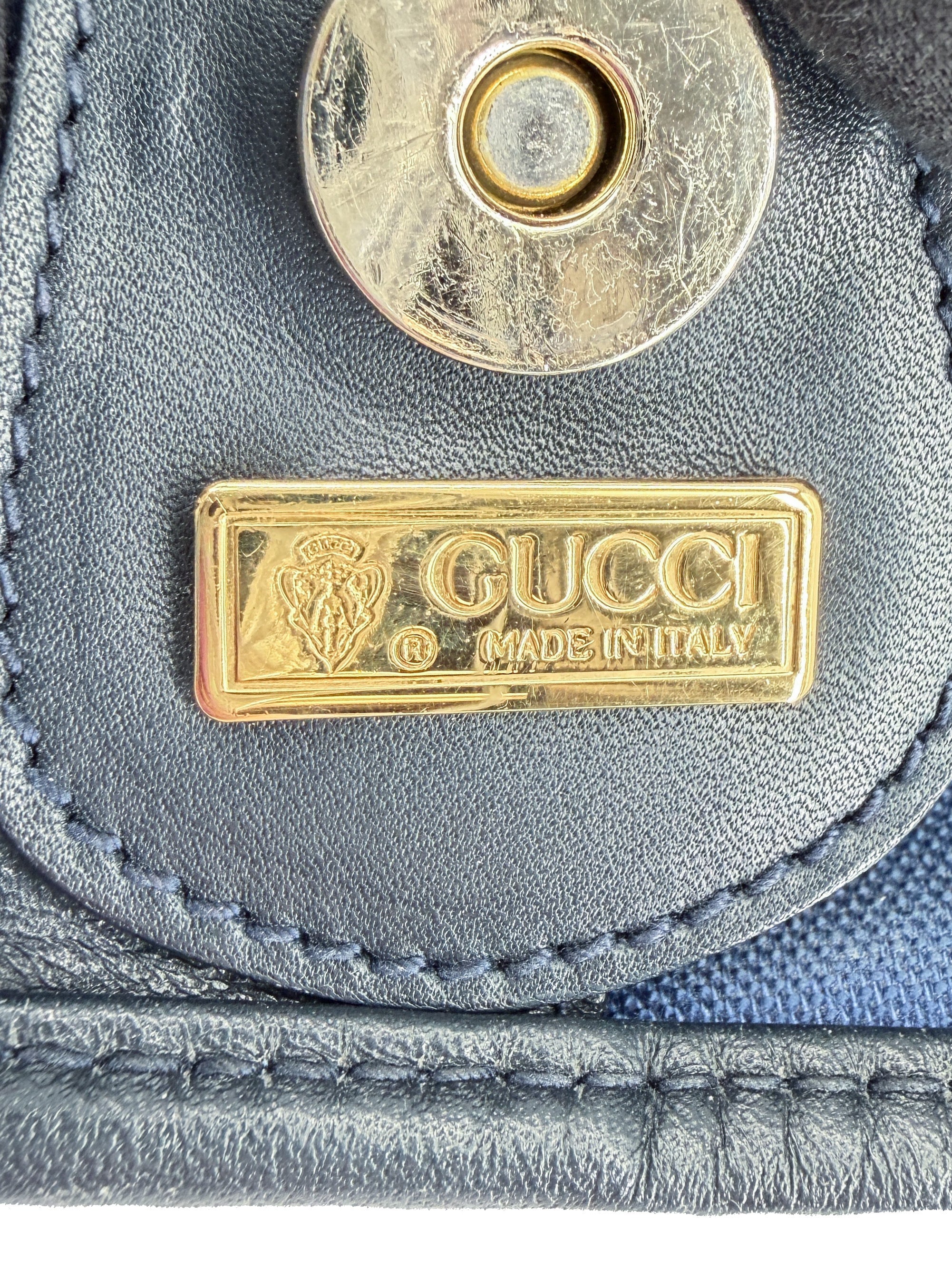 Gucci mirco GG vintage navy coated canvas tote 002-39-0054