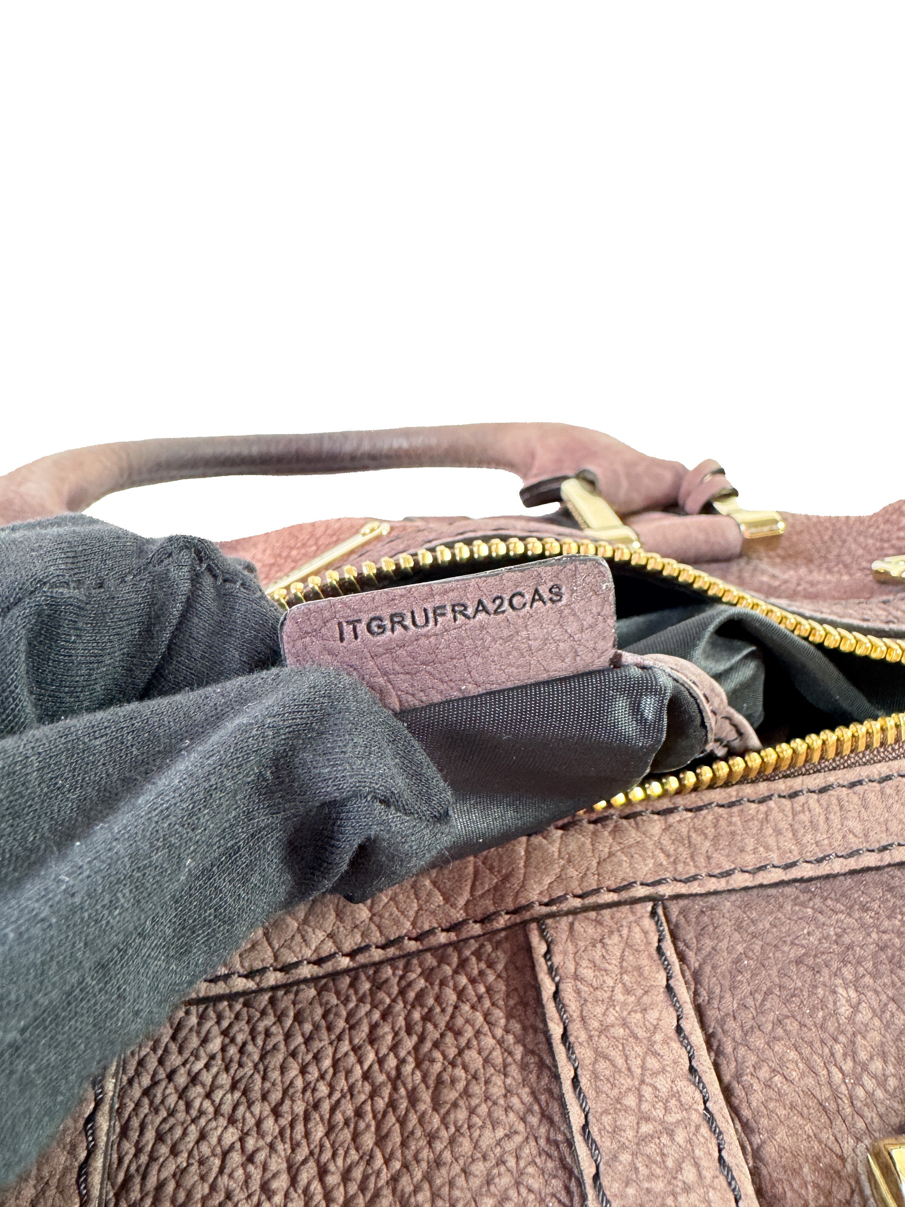 Burberry plum nubuck suede medium Nevinson bowling bag (no strap)