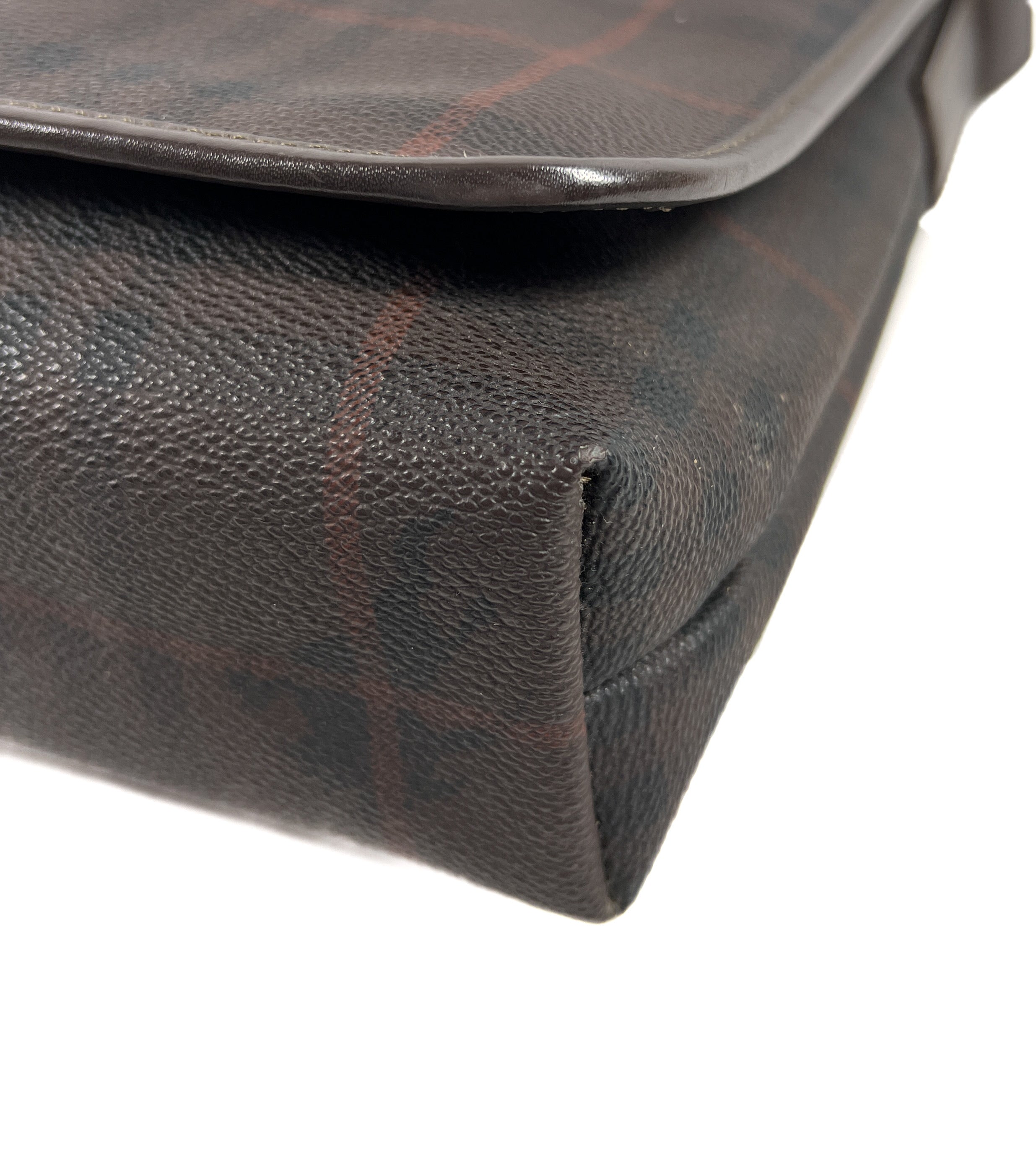 Burberry brown plaid coated canvas messenger bag