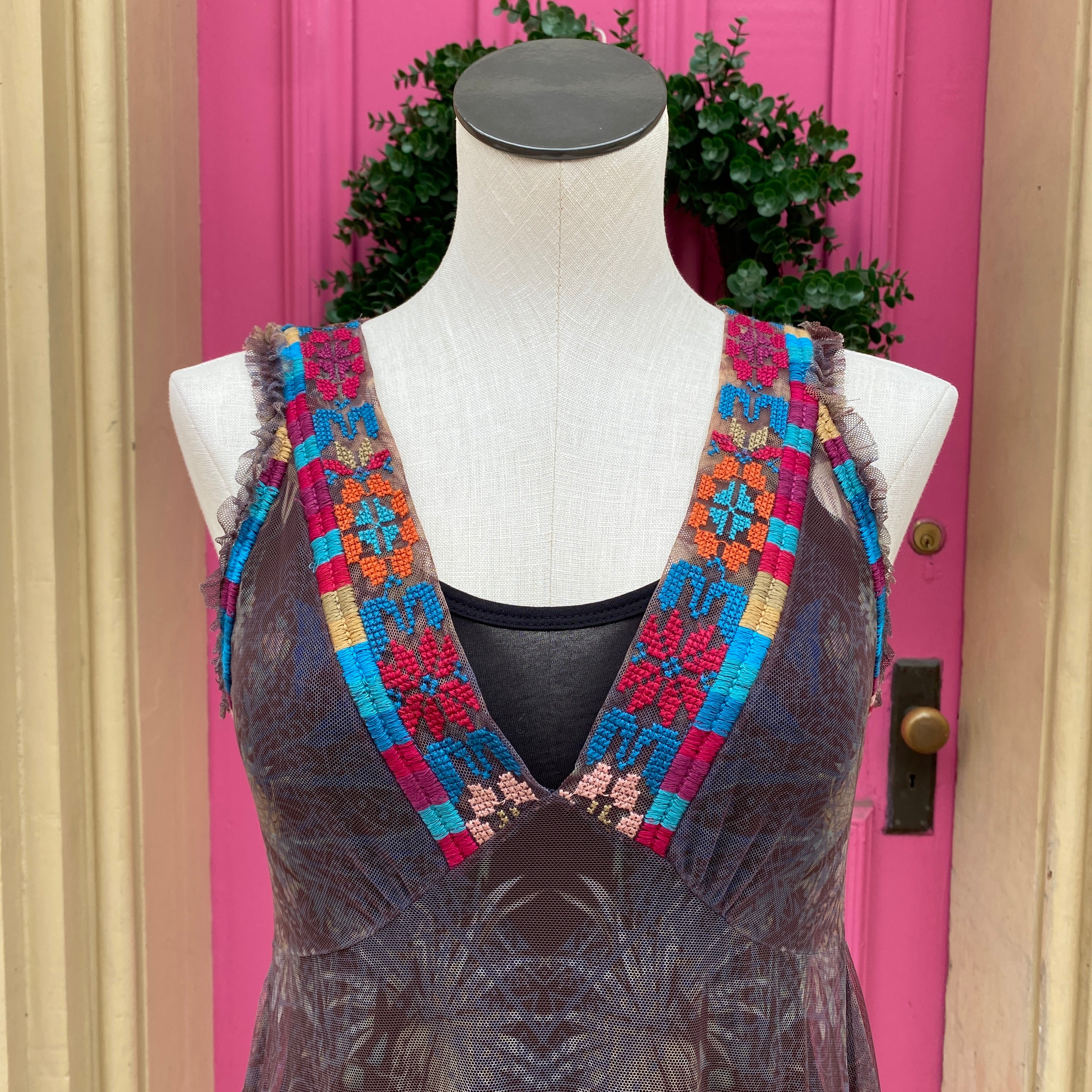 Biya Johnny Was brown print tank dress size XS