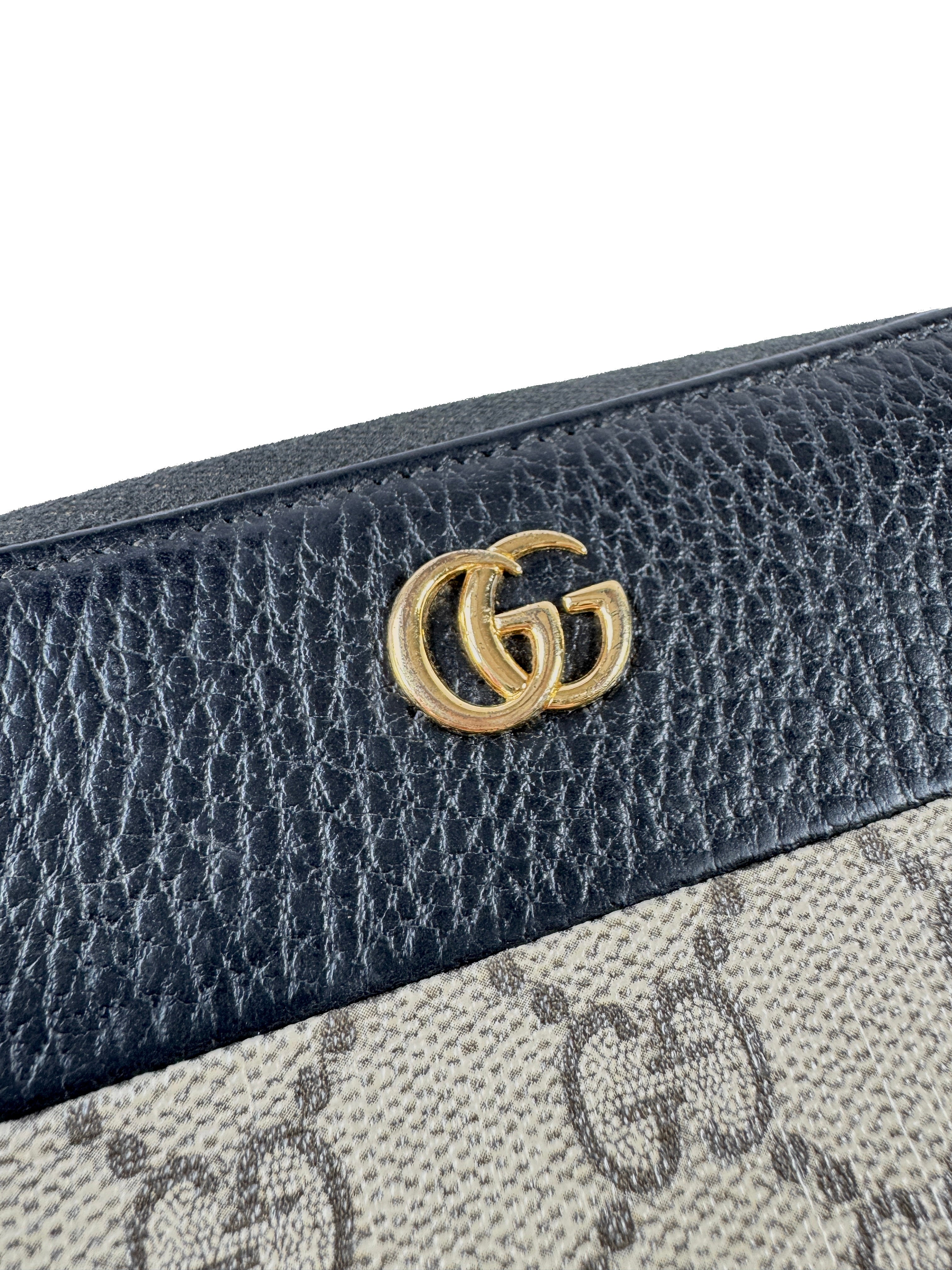 Gucci black/brown Marmont zip around wallet 4561170959