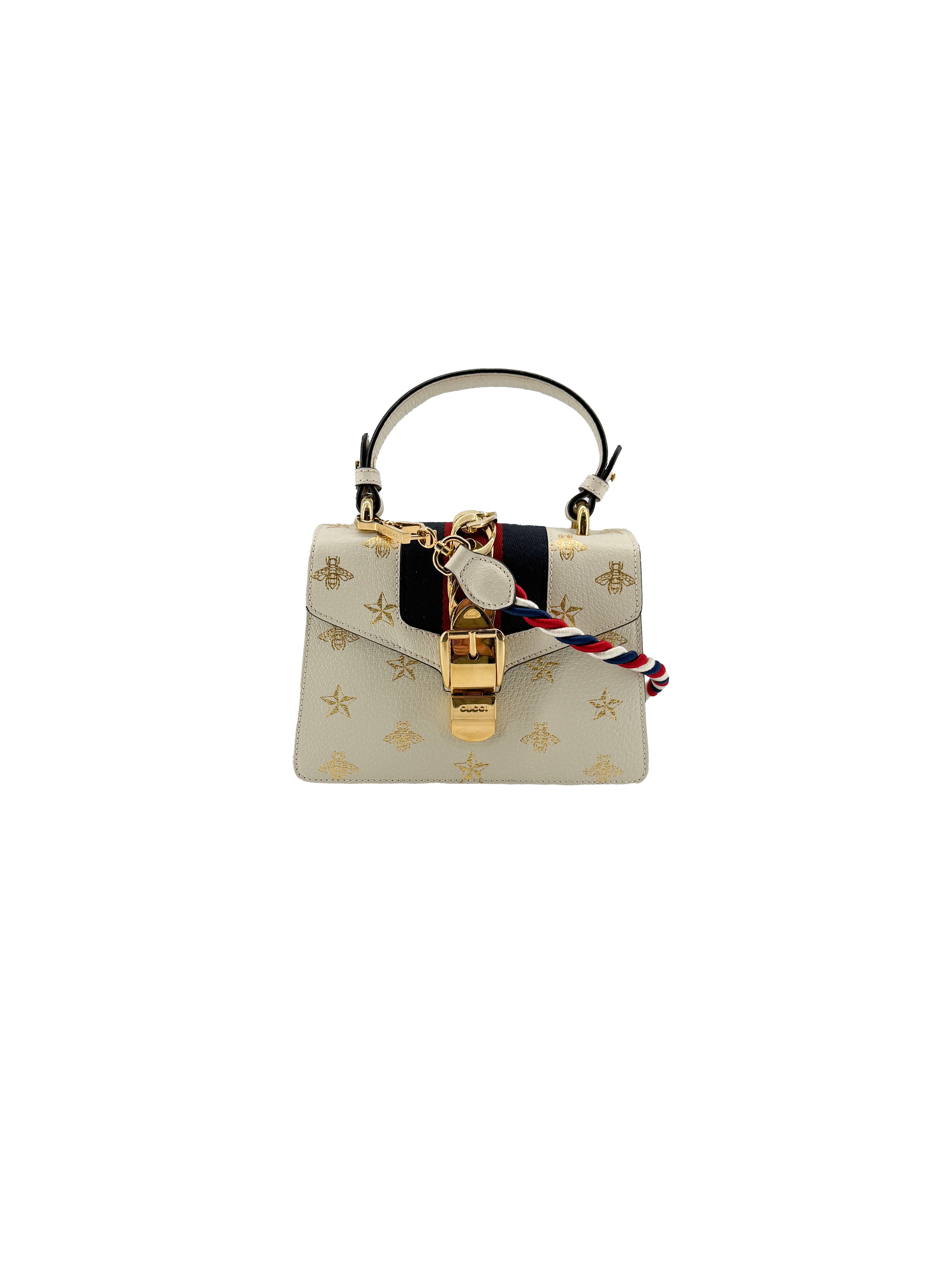 Gucci Sylvie mini bee star top handle bag 470270 486628