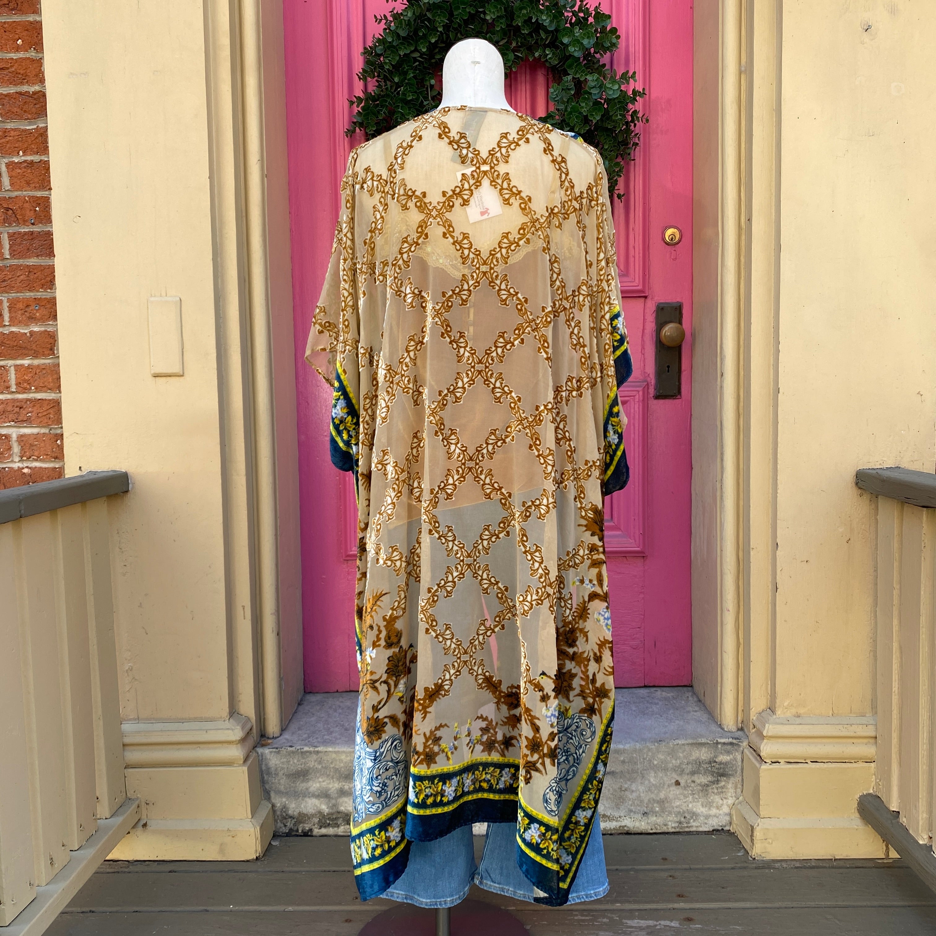 Aratta Silent Journey velour burnout cardigan one size