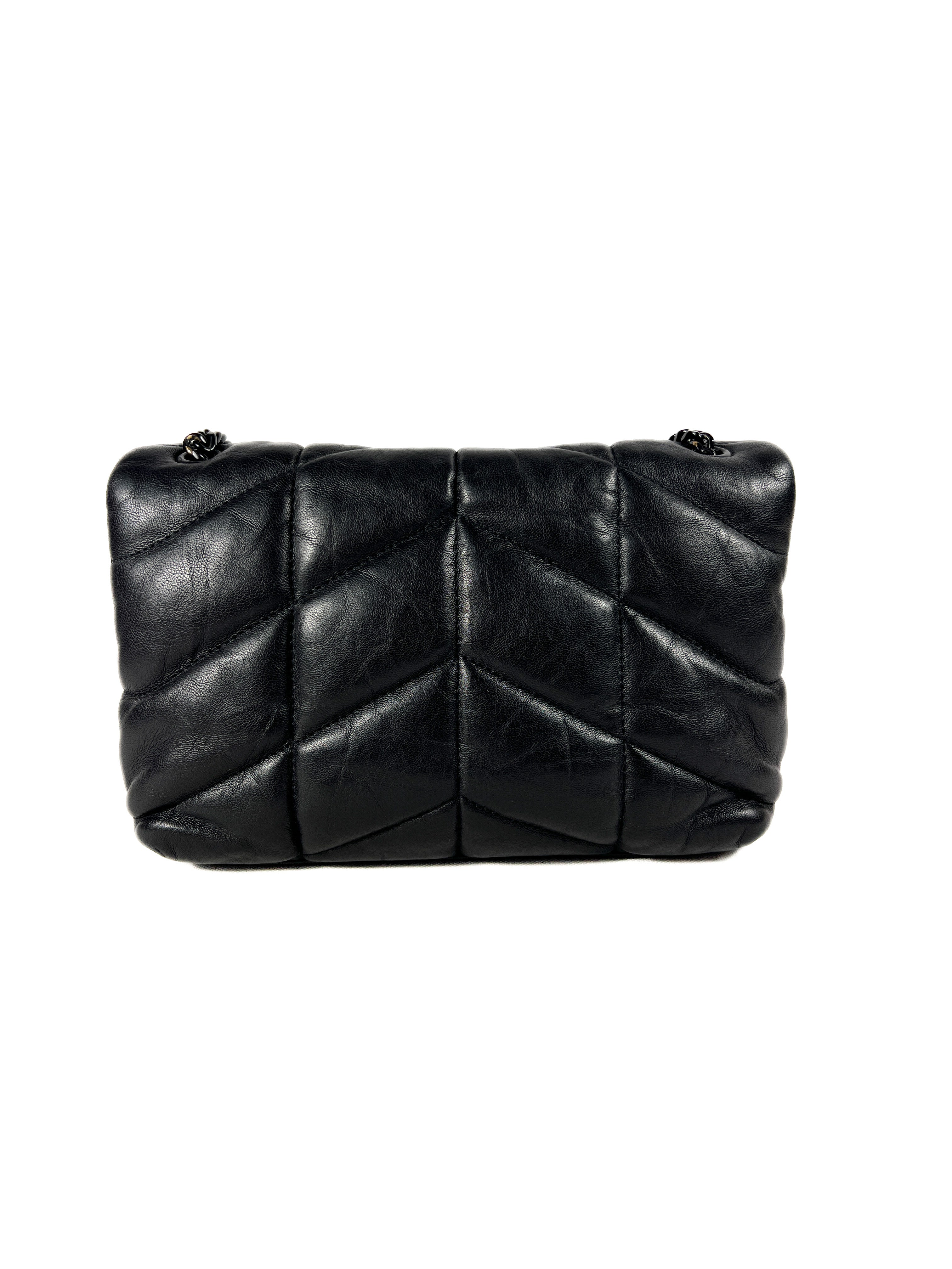Saint Laurent black mini Lou puffer bag