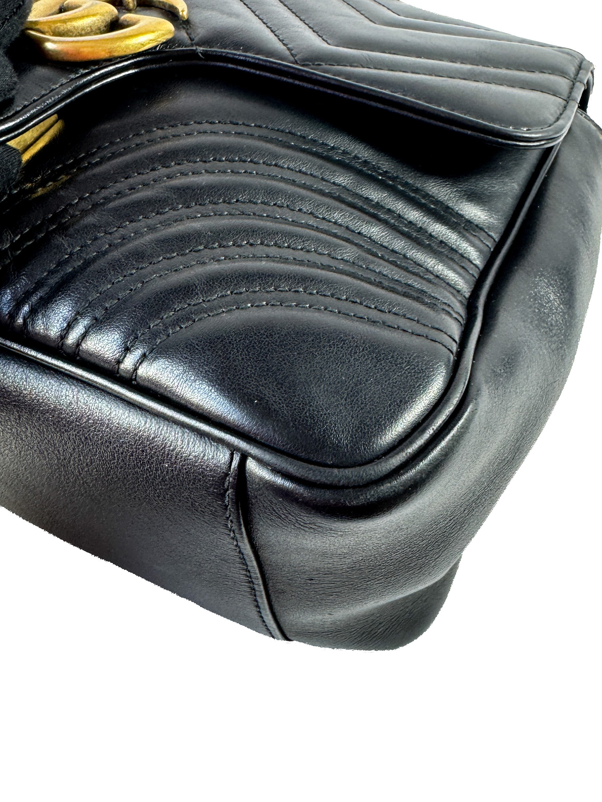 Gucci black leather Marmont top handle bag 498110204991