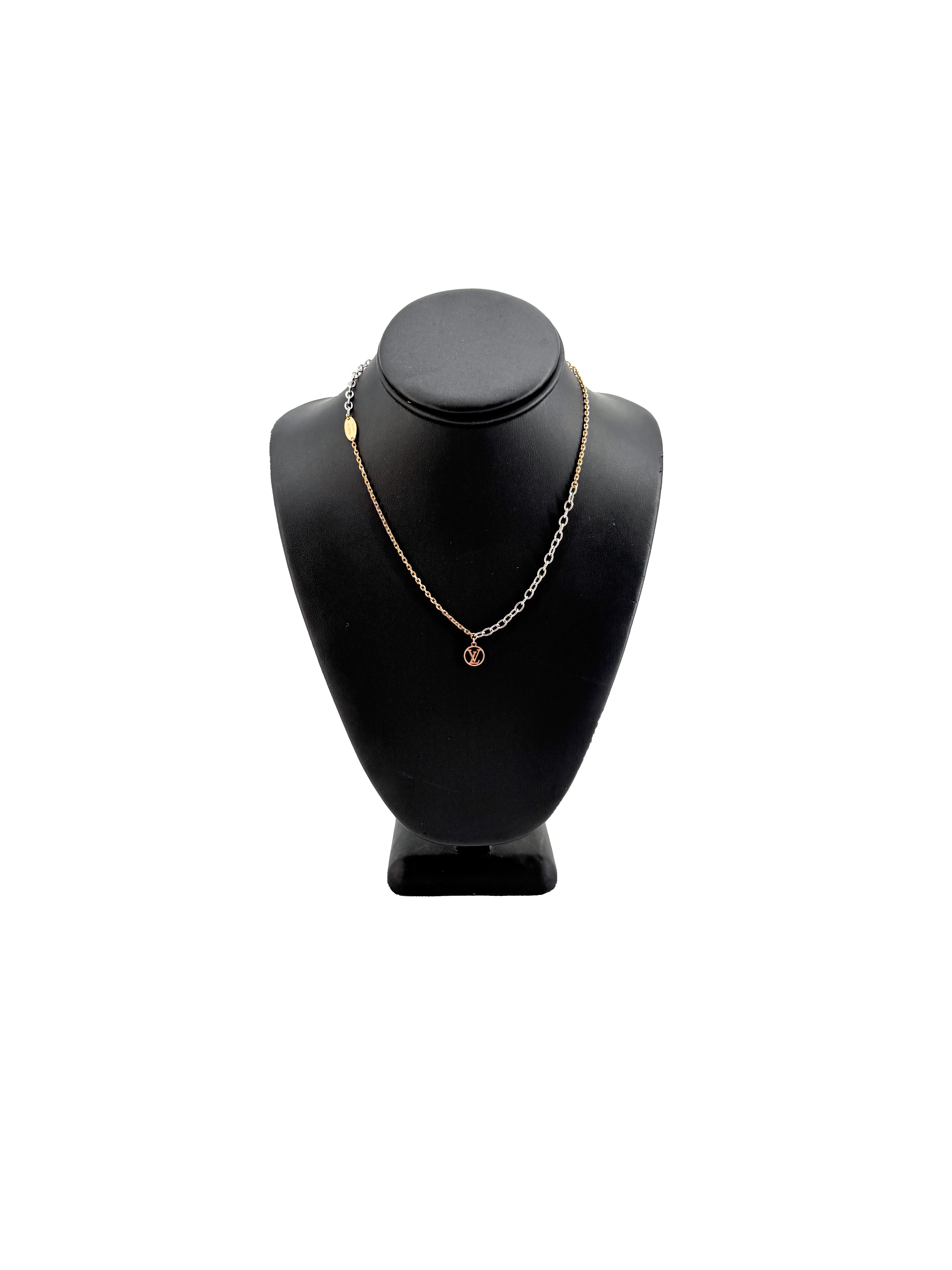 Louis Vuitton logomania necklace gold tone/silver tone OB0155