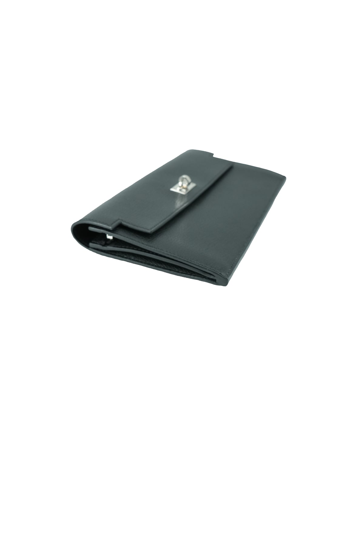 Hermès black Chevre Leather Kelly Pocket Madame Long Wallet