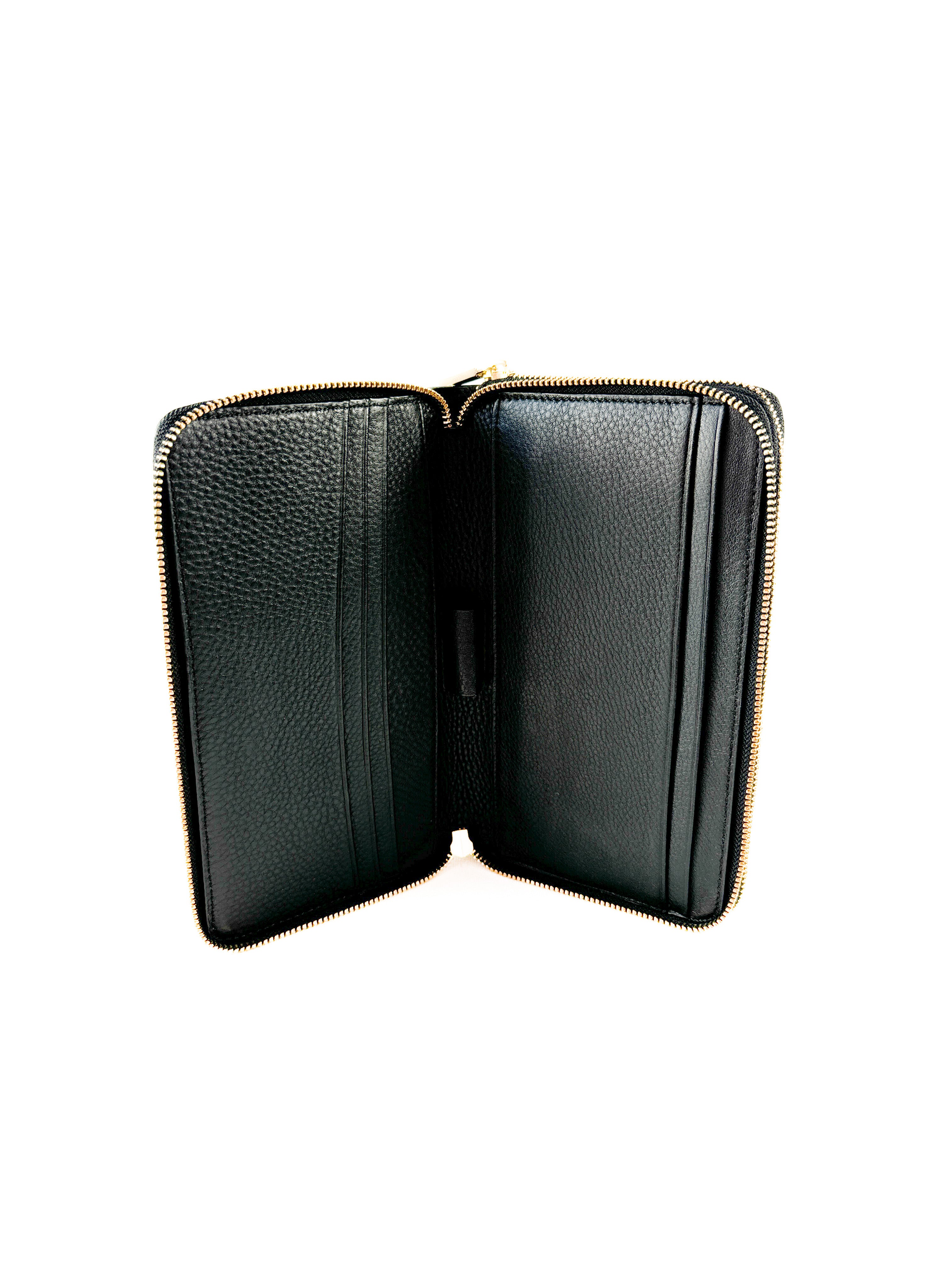 Tory Burch black Landon large travel wallet