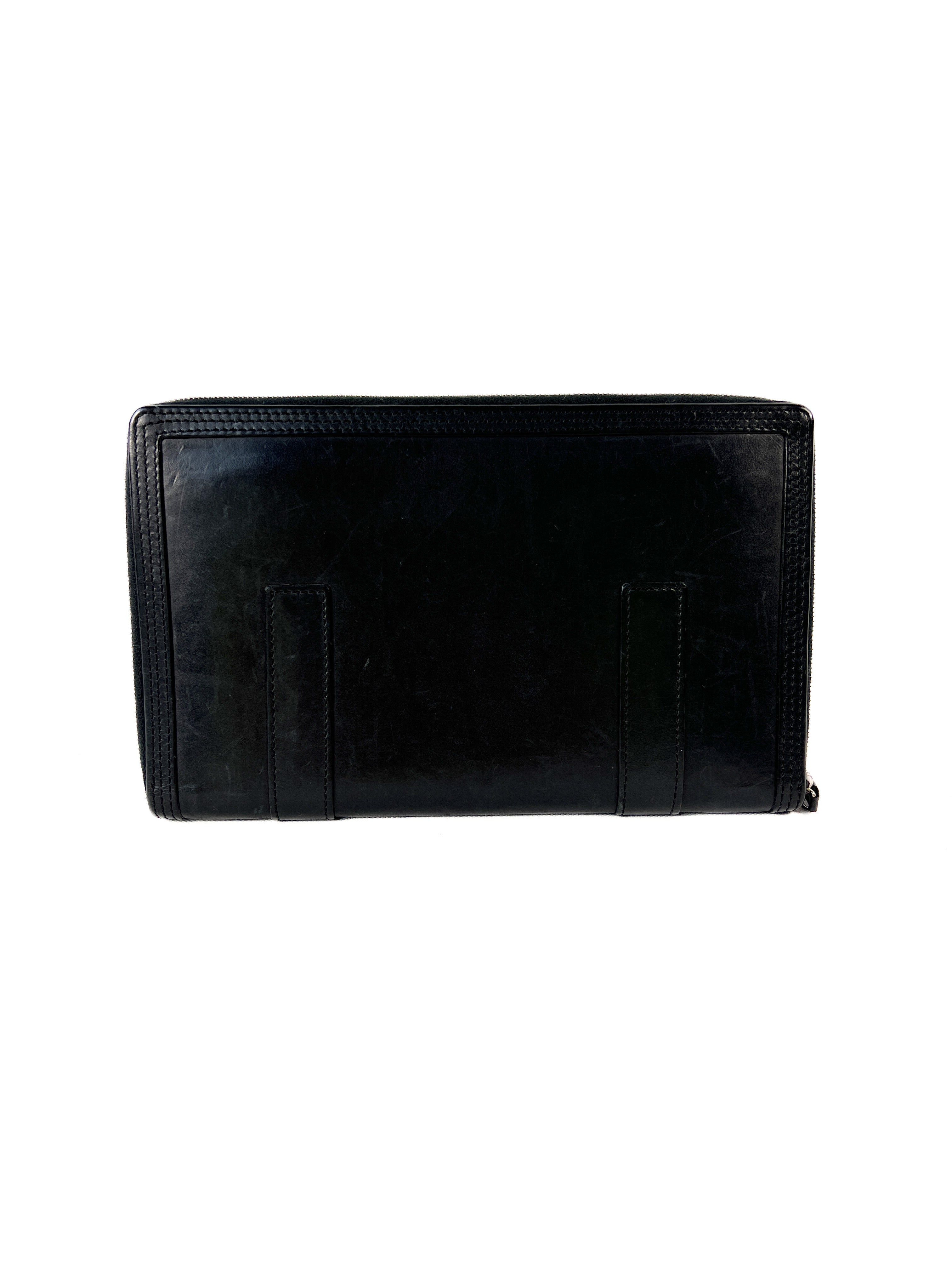 Givenchy black leather zip around wallet