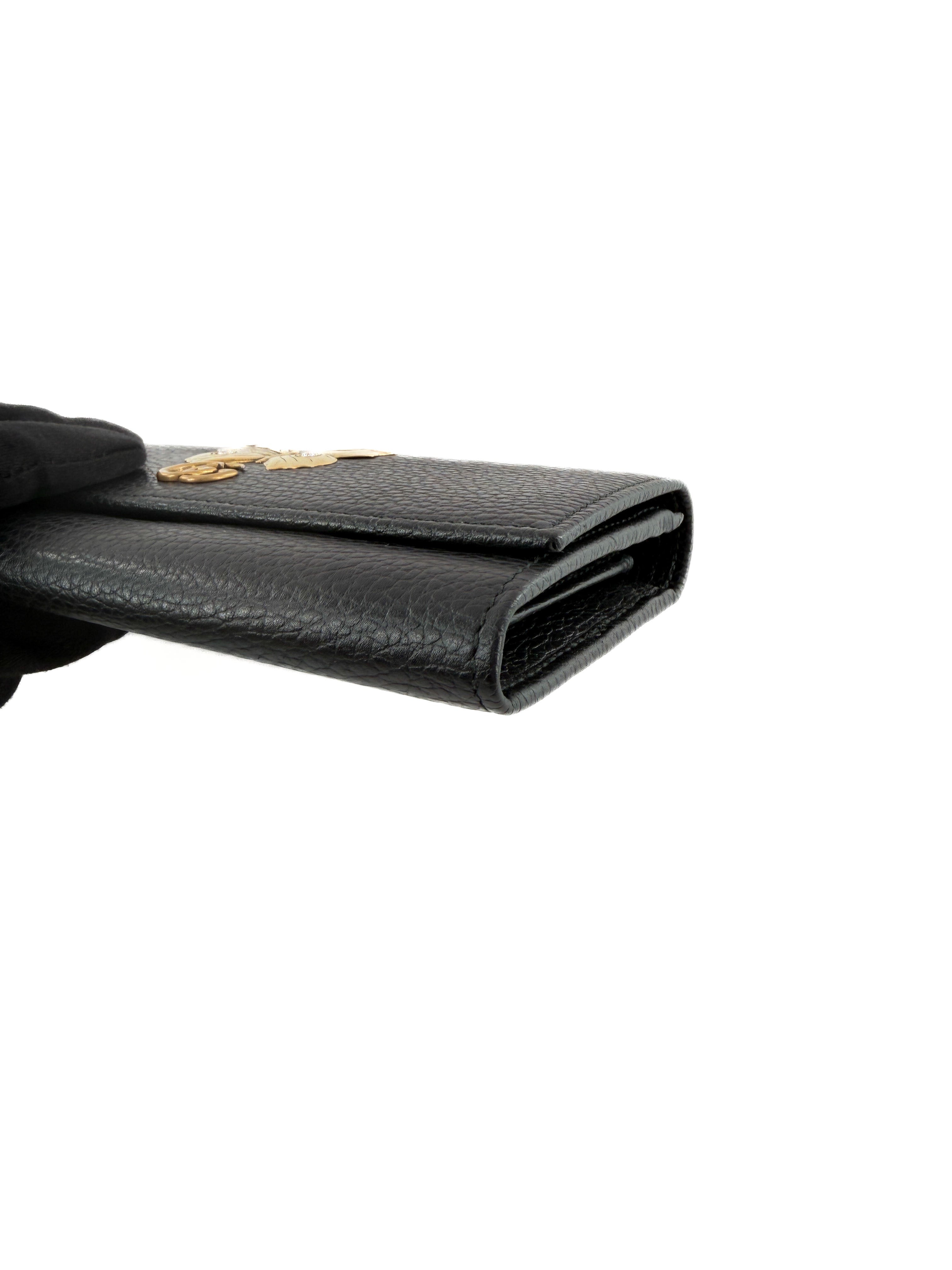 Gucci black leather Butterfly wallet 499359 1147
