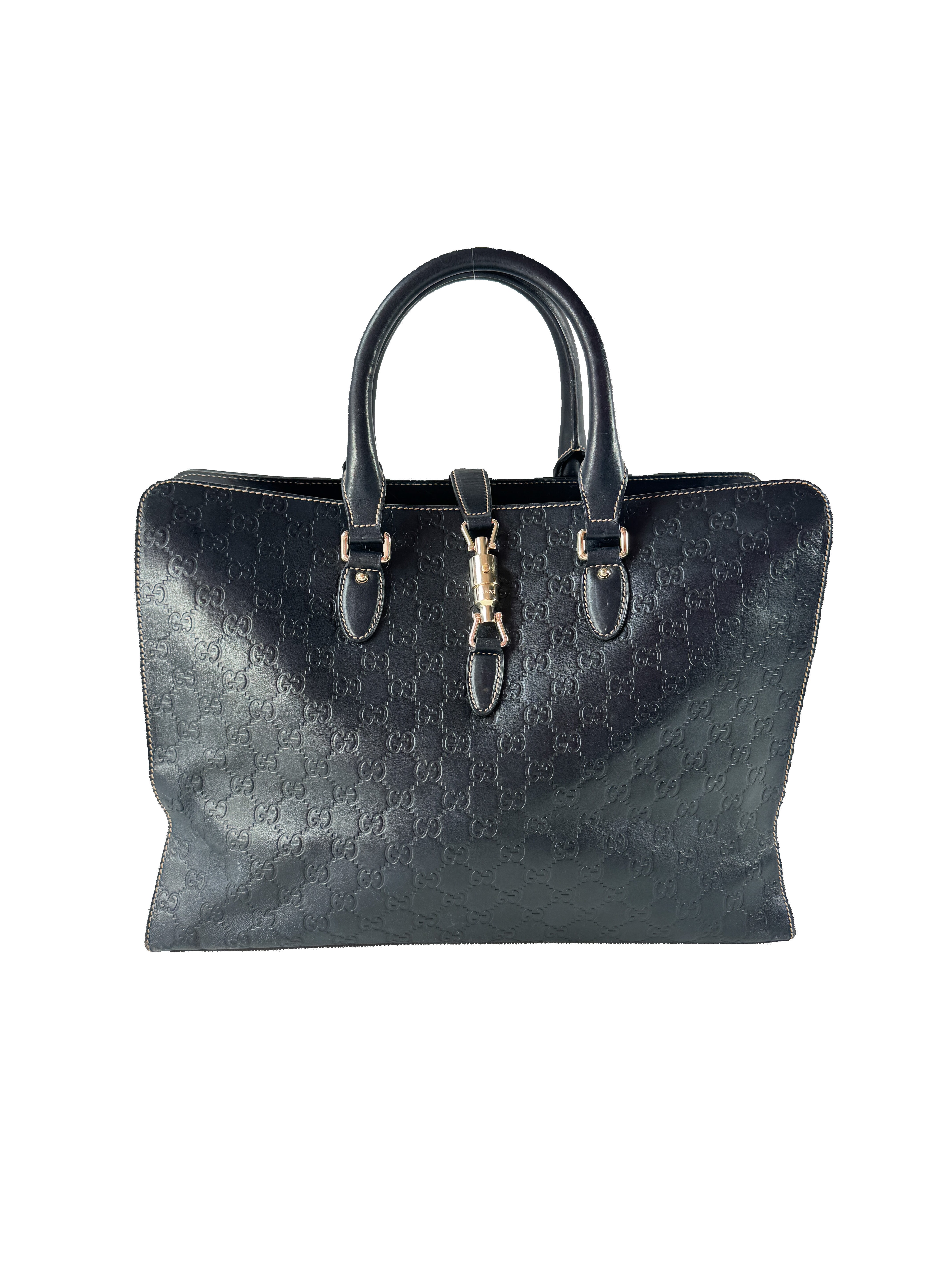 Gucci Guccissima deep navy new Jackie satchel 152610 002058