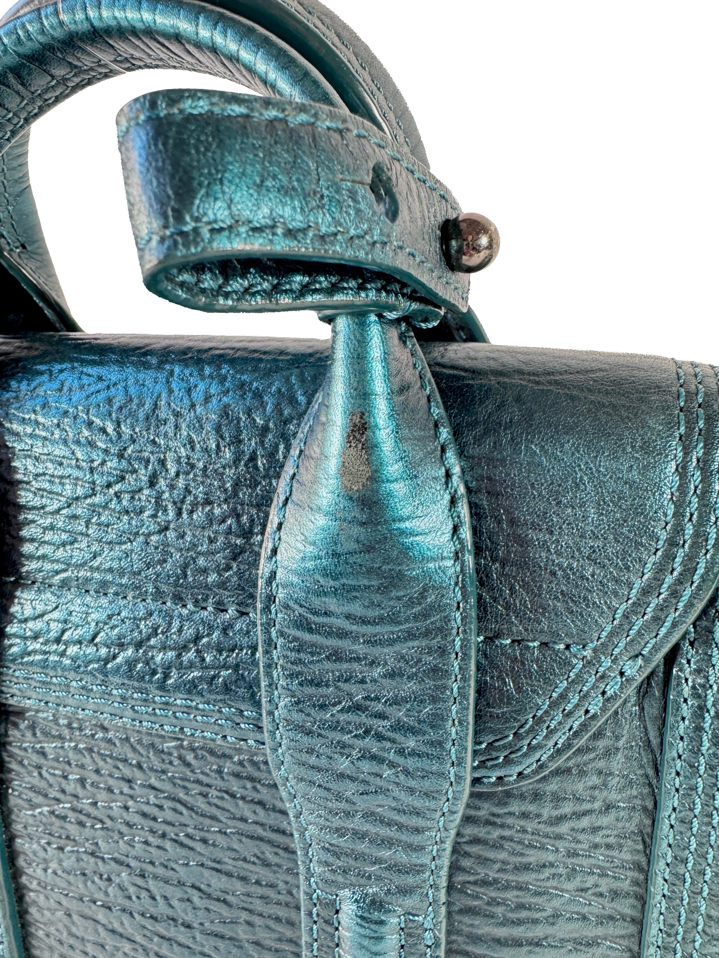 3.1 Phillip Lim teal metallic nano Pashli satchel