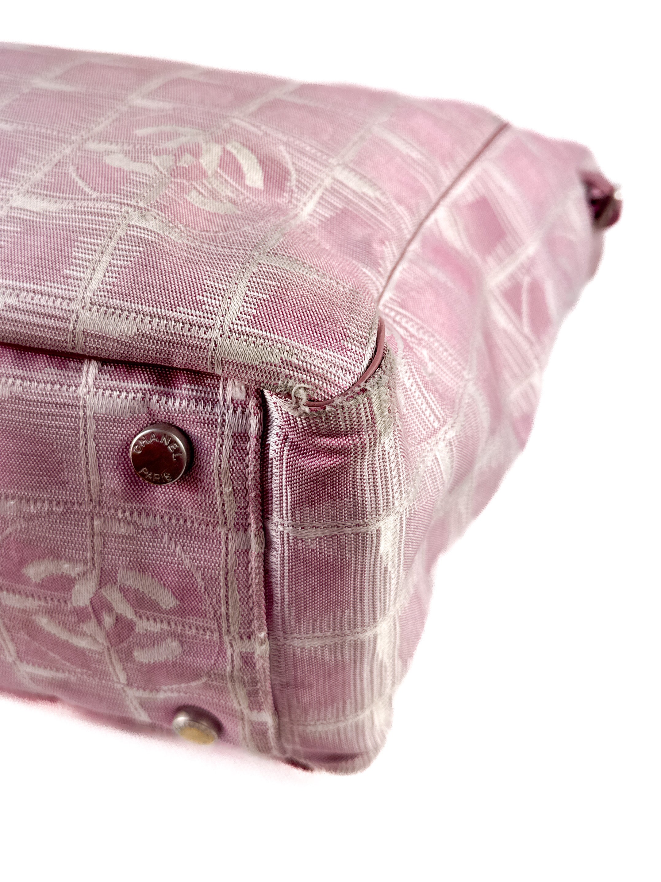 Chanel pink nylon travel line tote 6832897