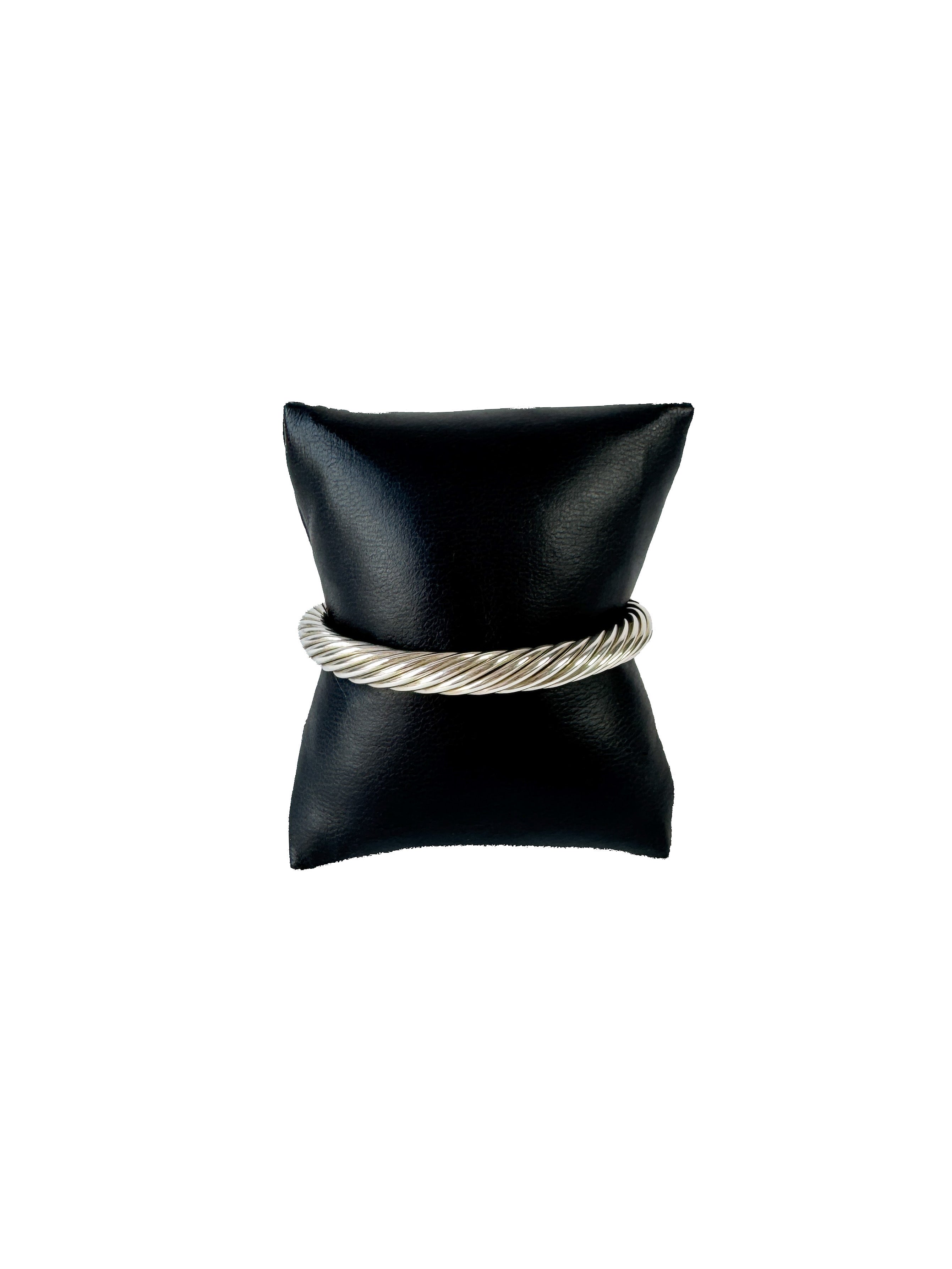 David Yurman sterling silver/yellow gold 7mm cable buckle bracelet