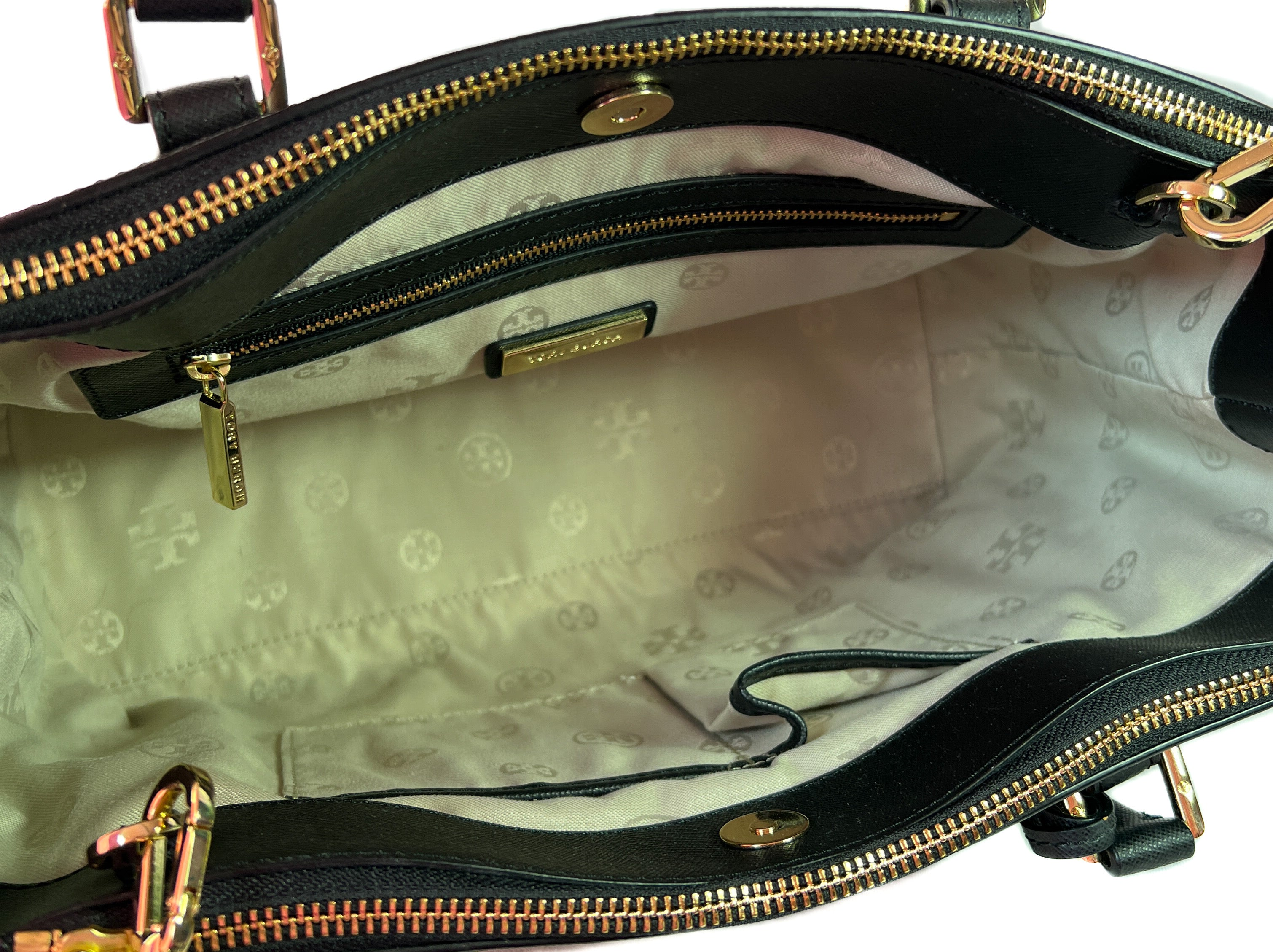 Tory Burch black double zip satchel - My Girlfriend's Wardrobe LLC