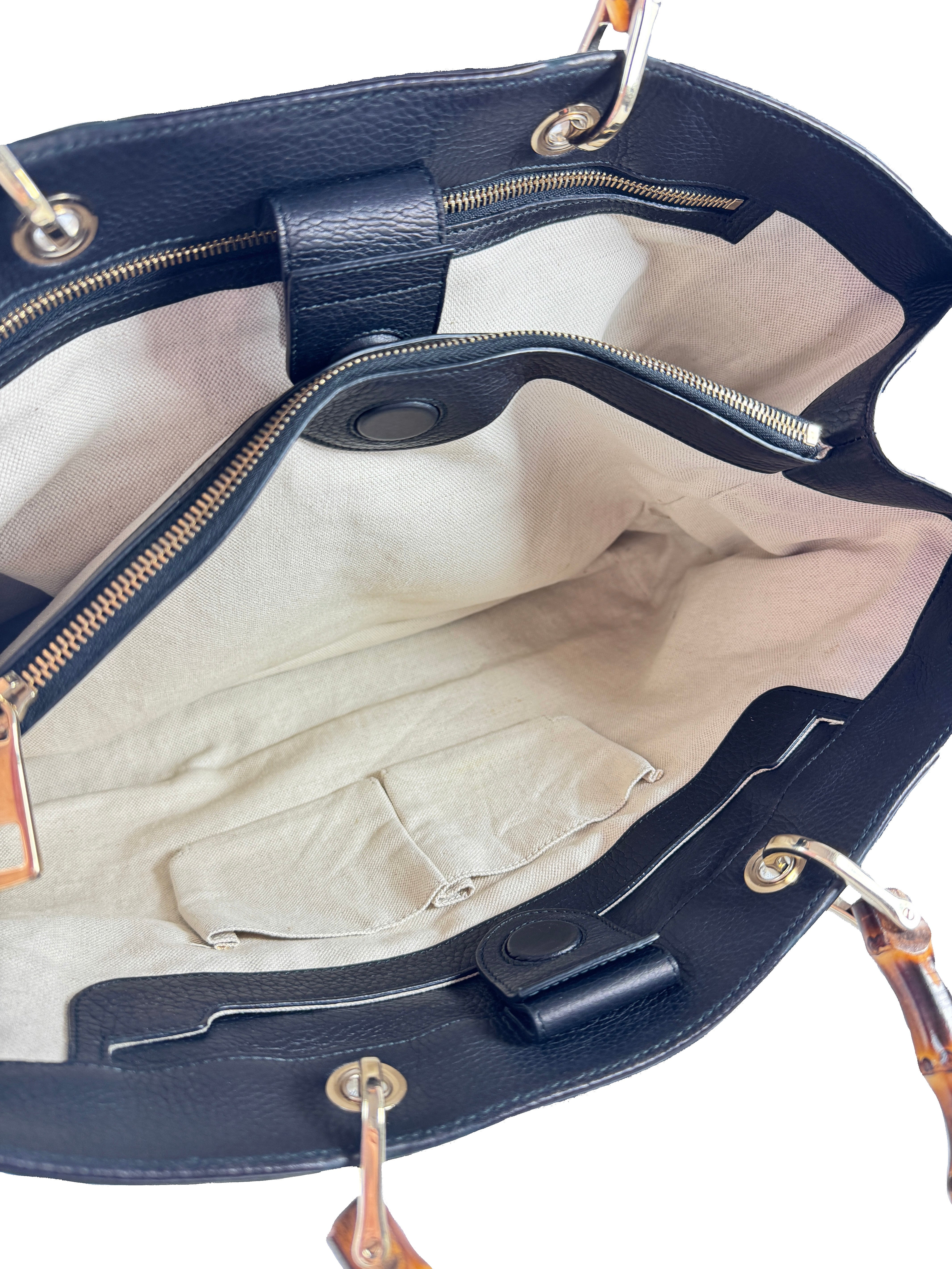 Gucci black floral knight bamboo handle shopper large 323658486628