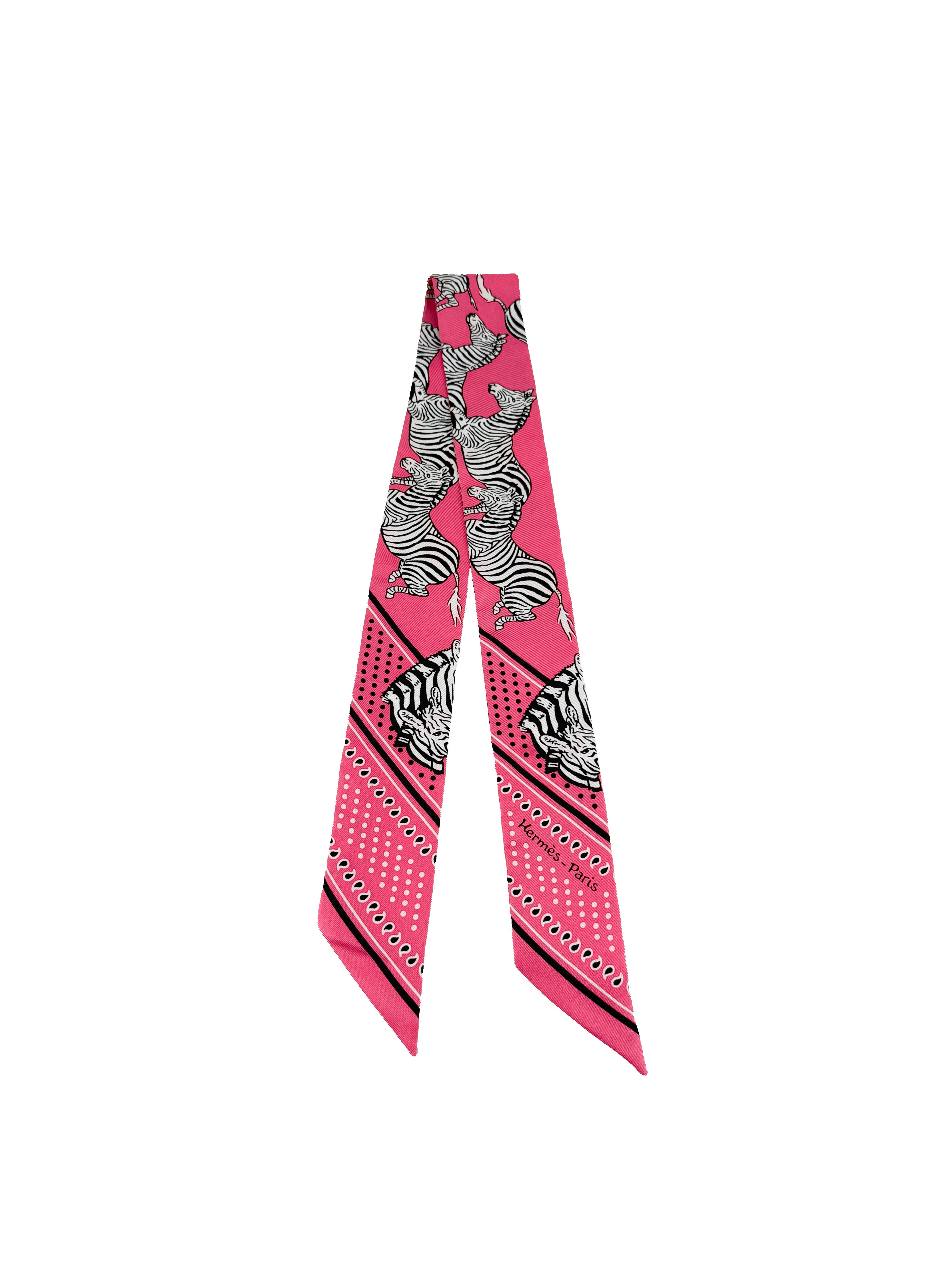 Hermès Les Zebra twilly pink