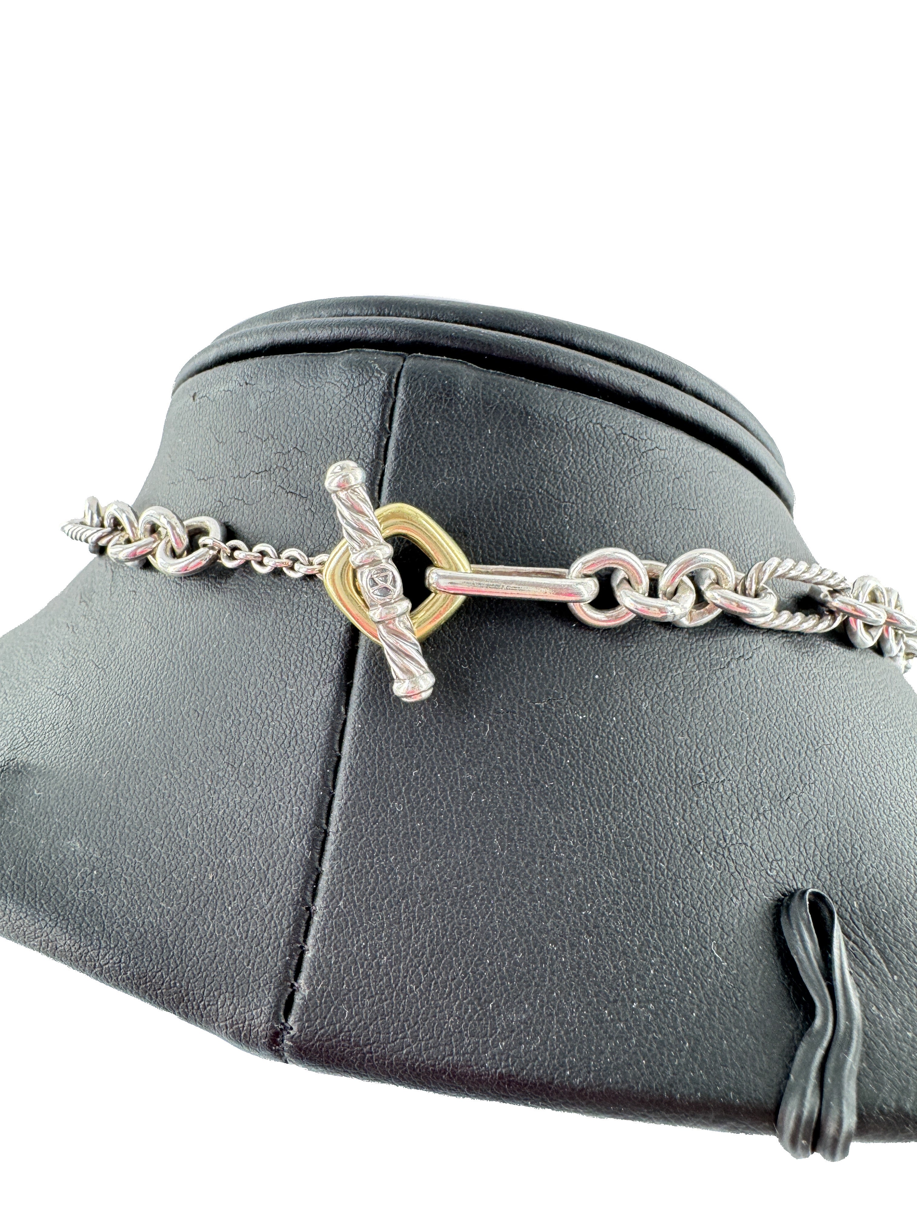 David Yurman sterling silver yellow gold 16" Figaro chain necklace