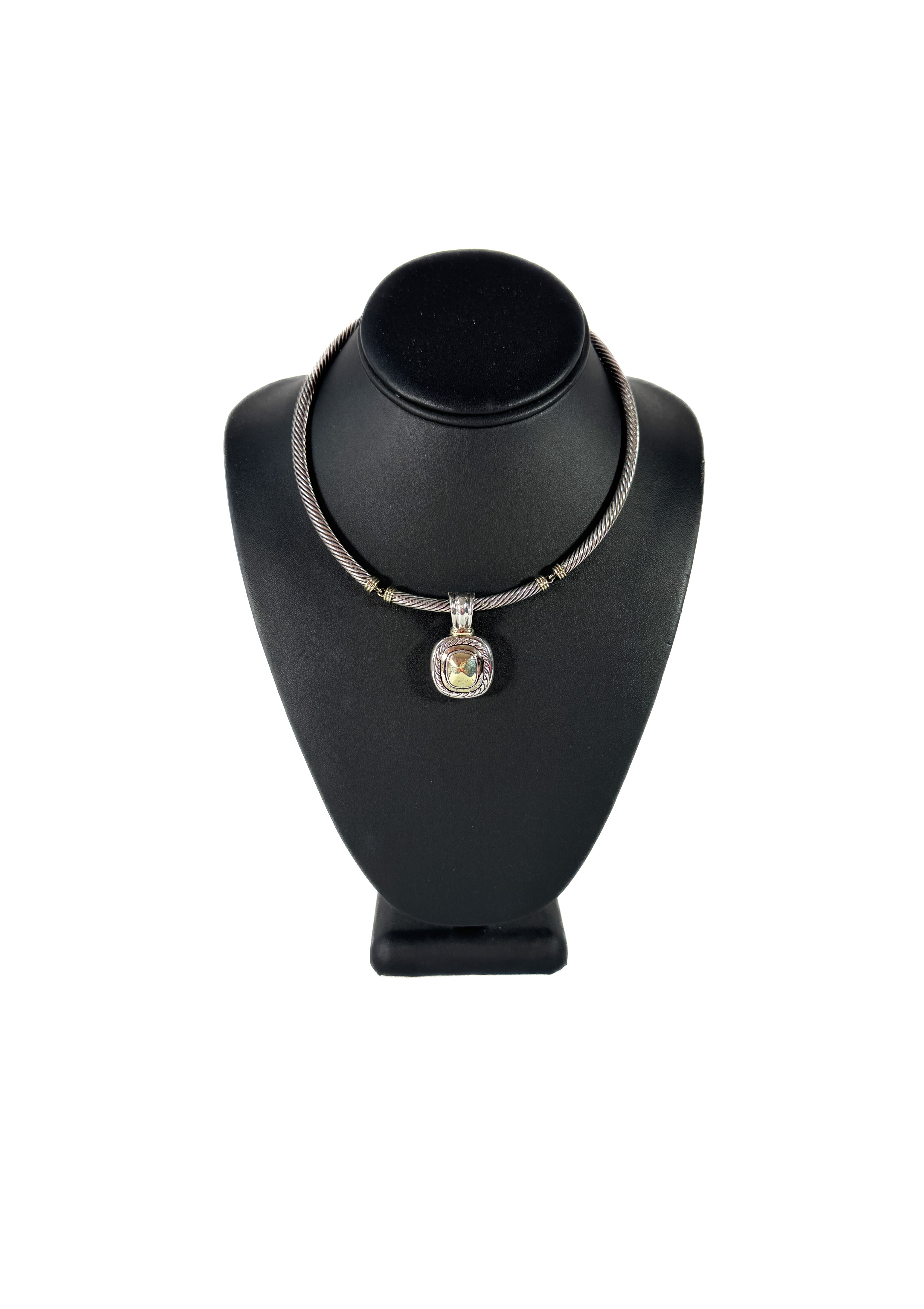 David Yurman sterling silver, 14K gold Albion pendant cable necklace