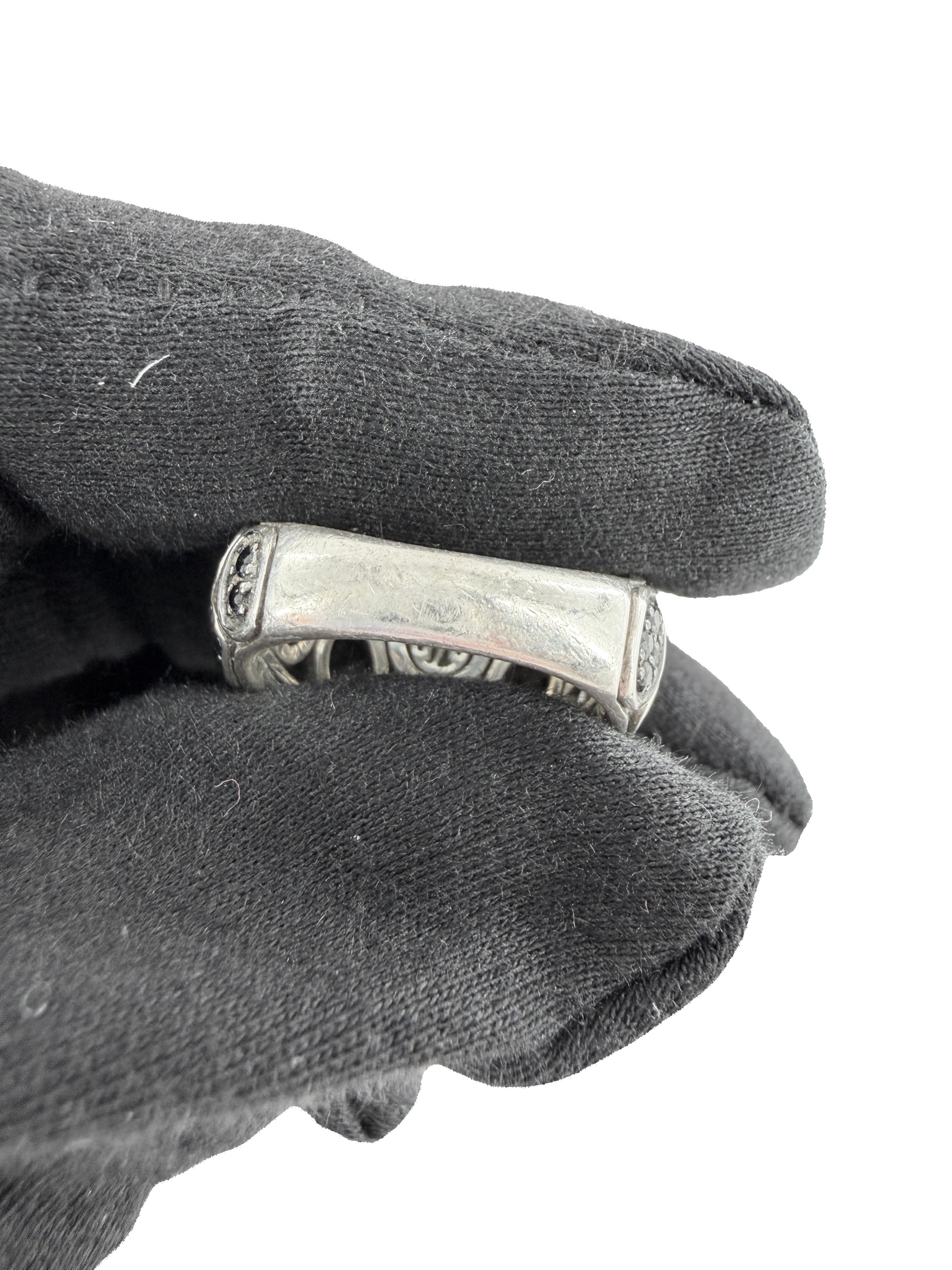 John Hardy sterling silver, black chalcedony, black sapphire Pebble ring