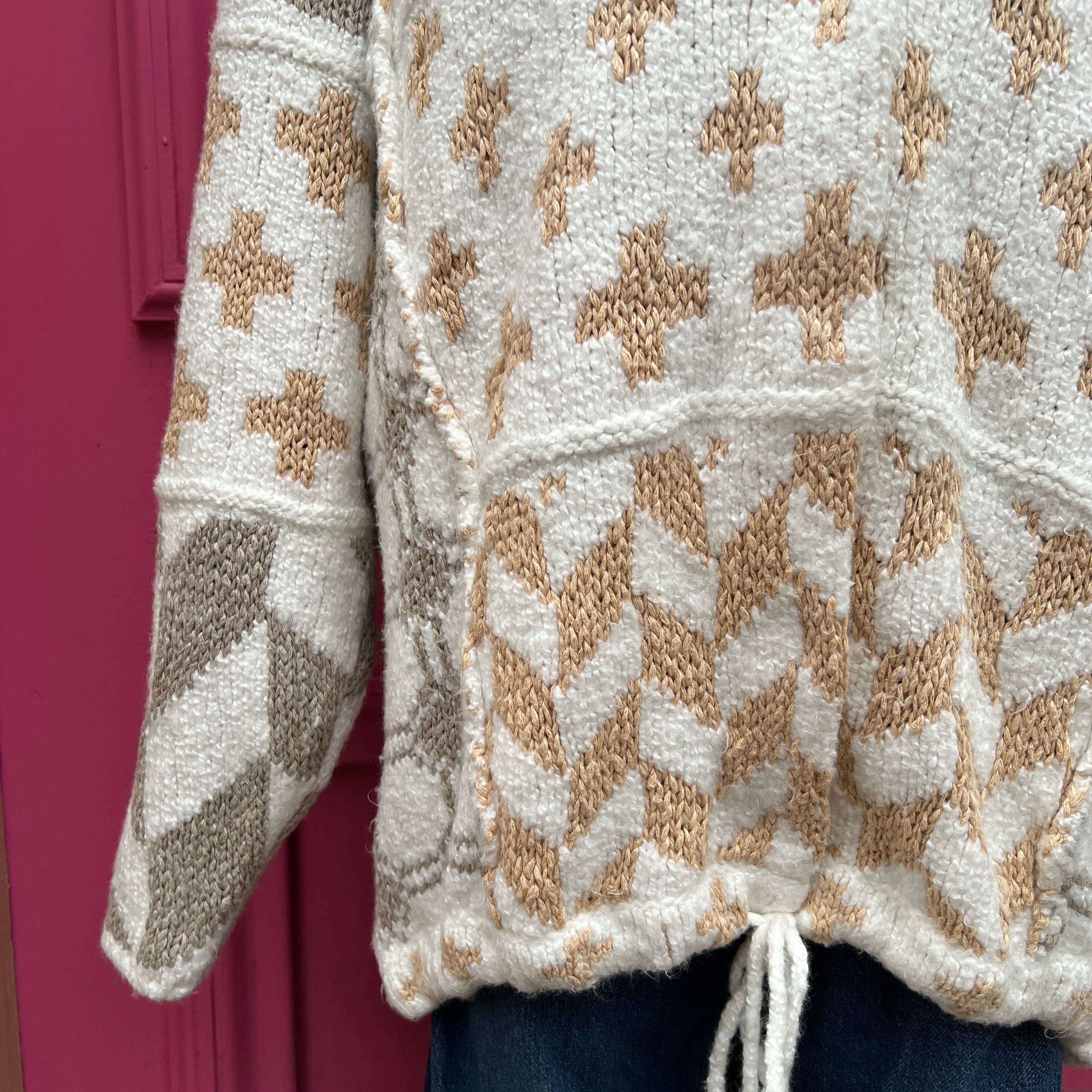 Free People white taupe cardigan size S NWT