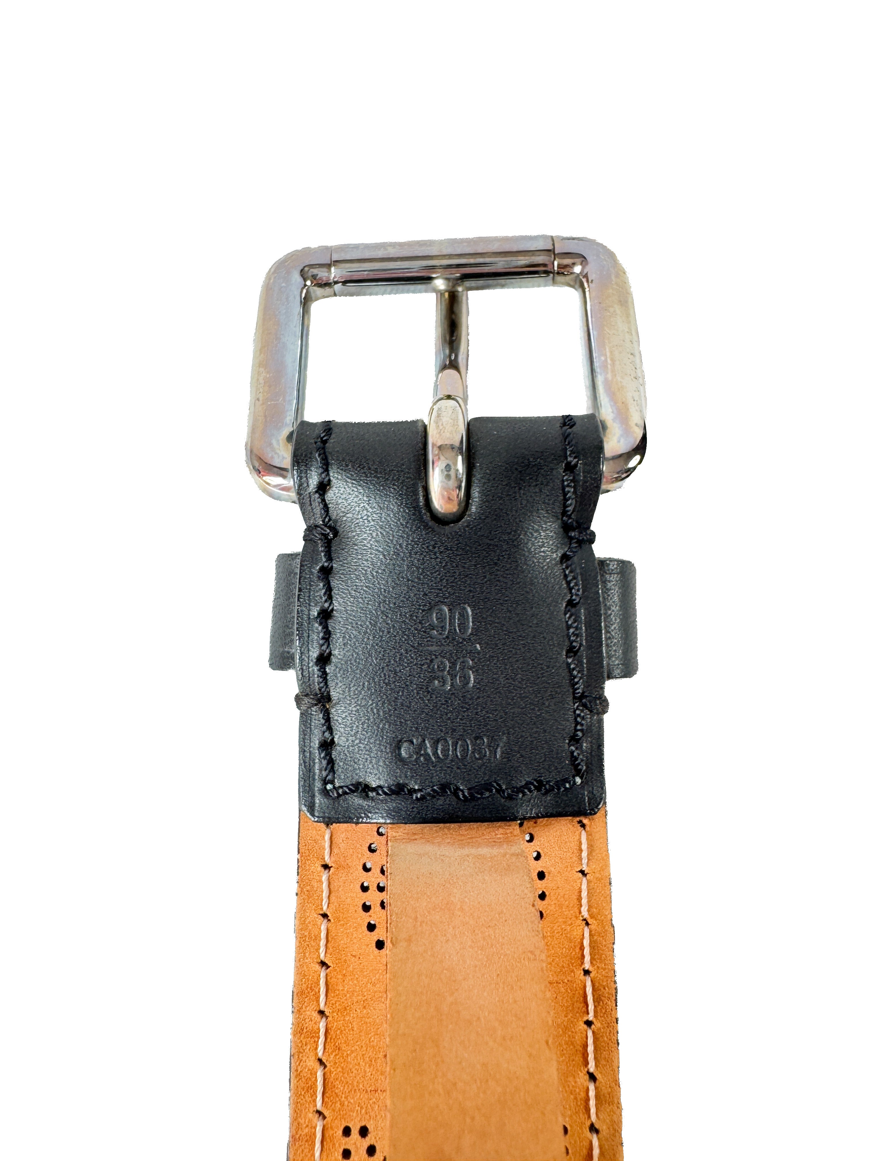Louis Vuitton black leather Mahina belt size 90 CA0037