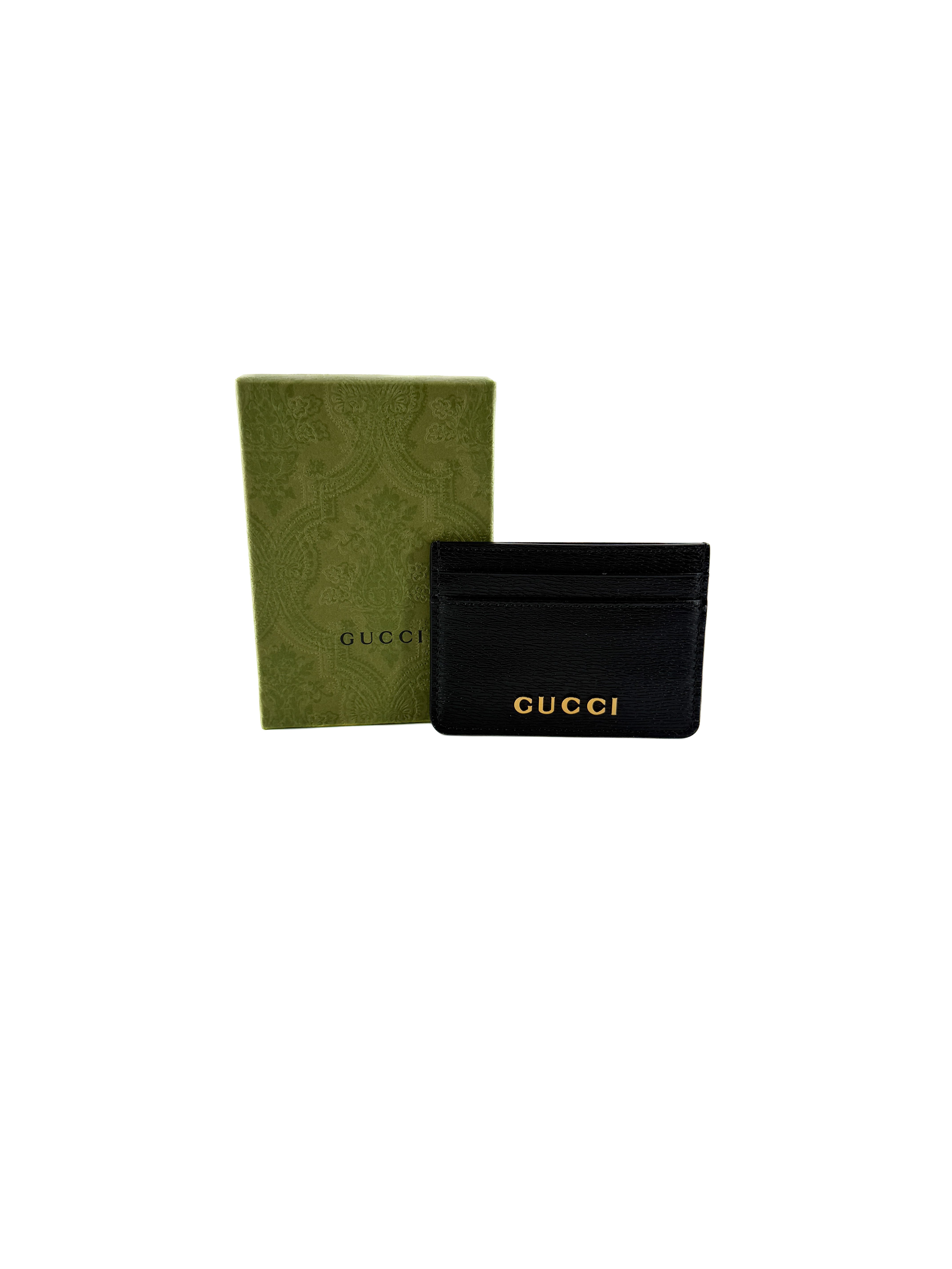 Gucci black leather card holder wallet 773428 525040