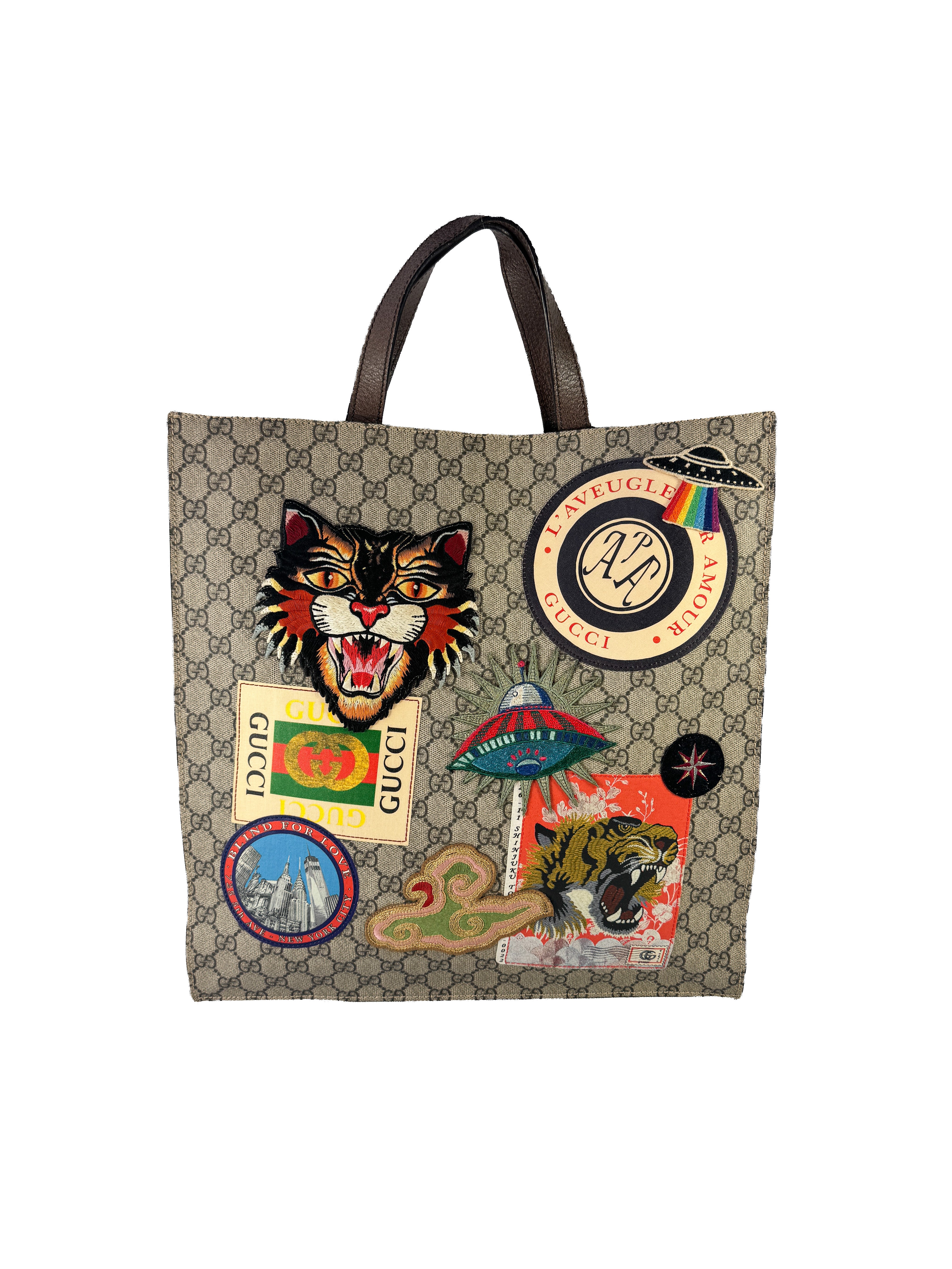 Gucci GG vertical Courrier UFO patch tote 474084 000926
