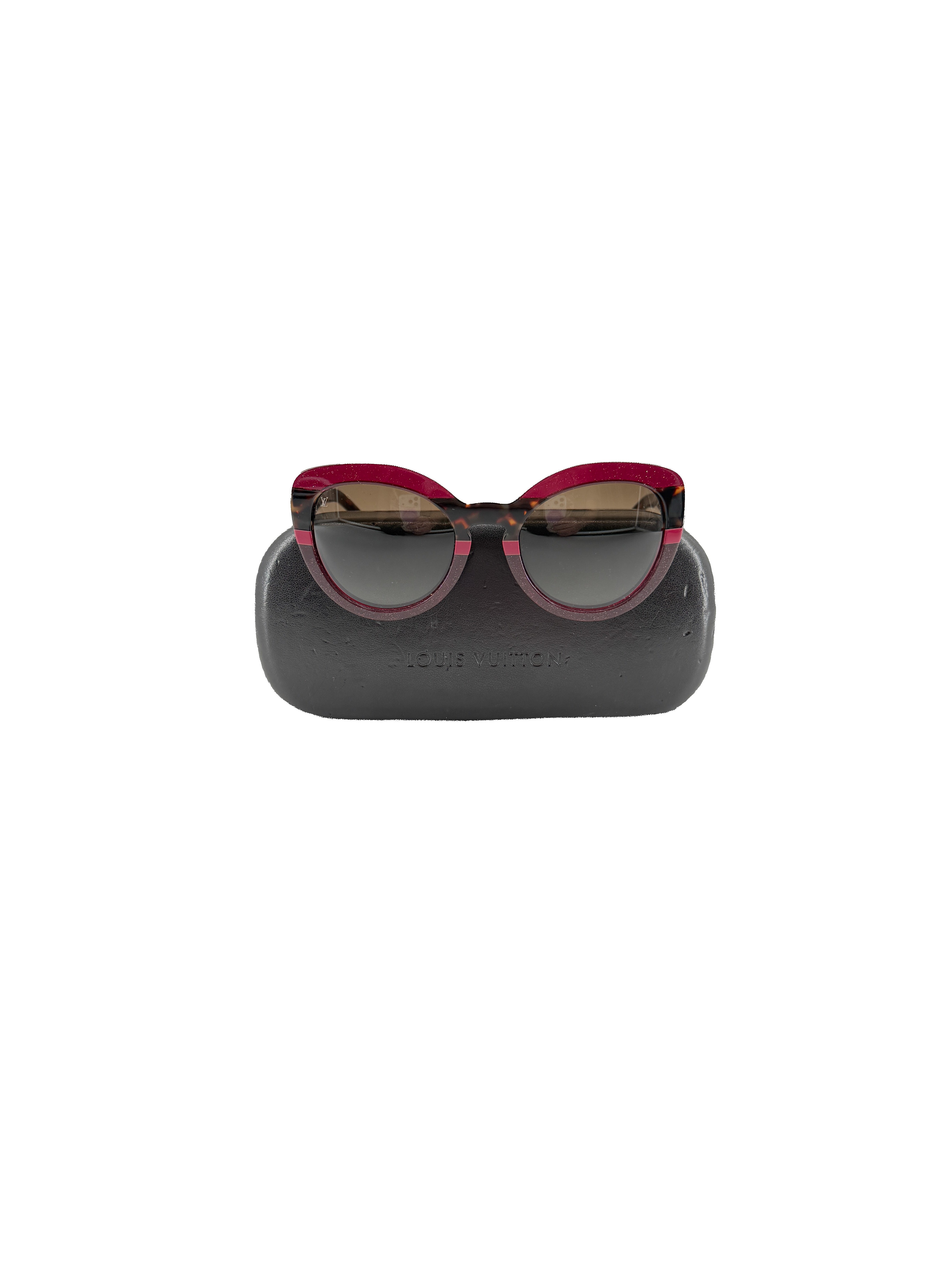 Louis Vuitton pink tortoise glitter sunglasses Z0785E