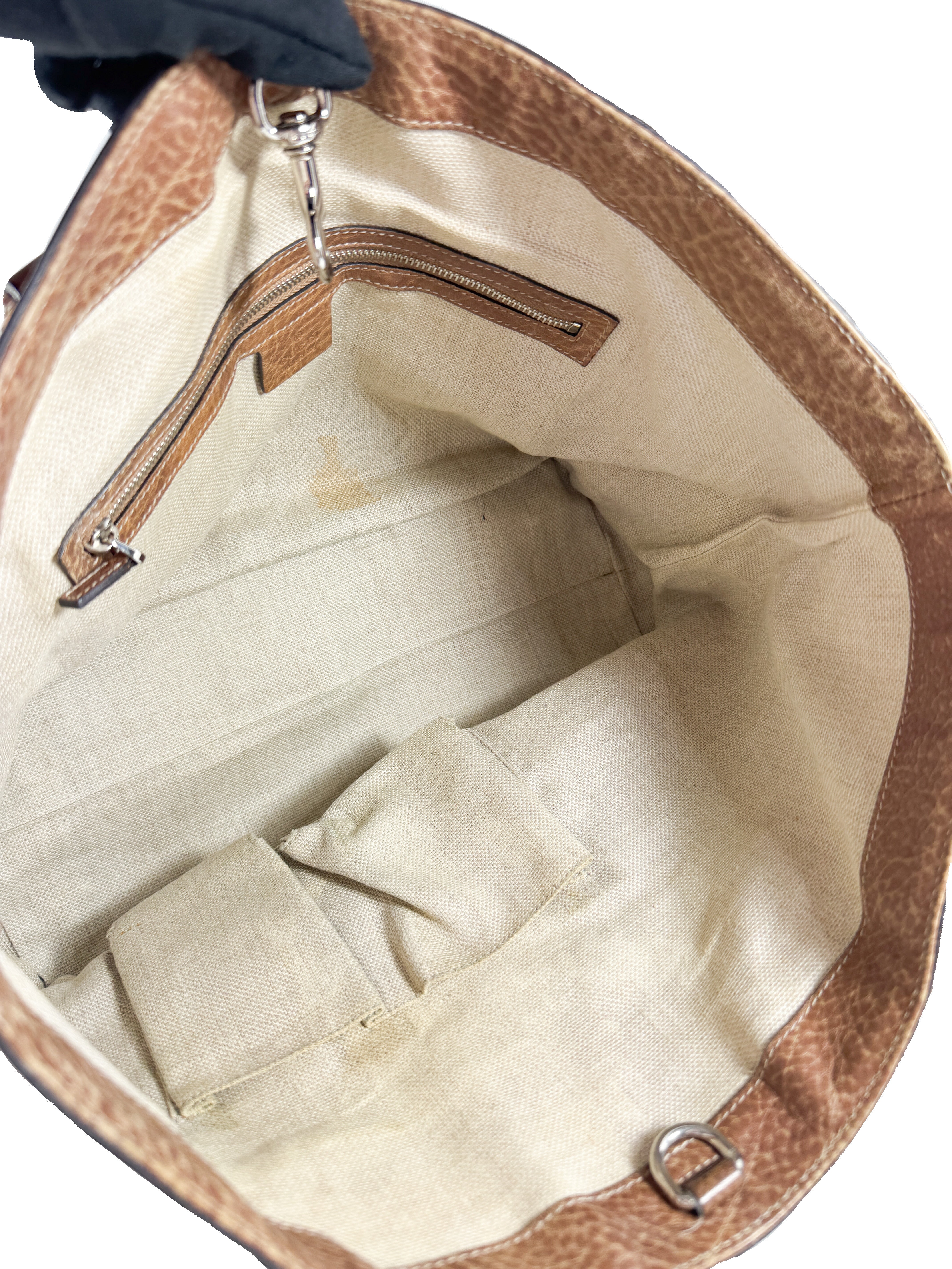 Gucci GG sunset Paglia straw and leather tote 232973000926