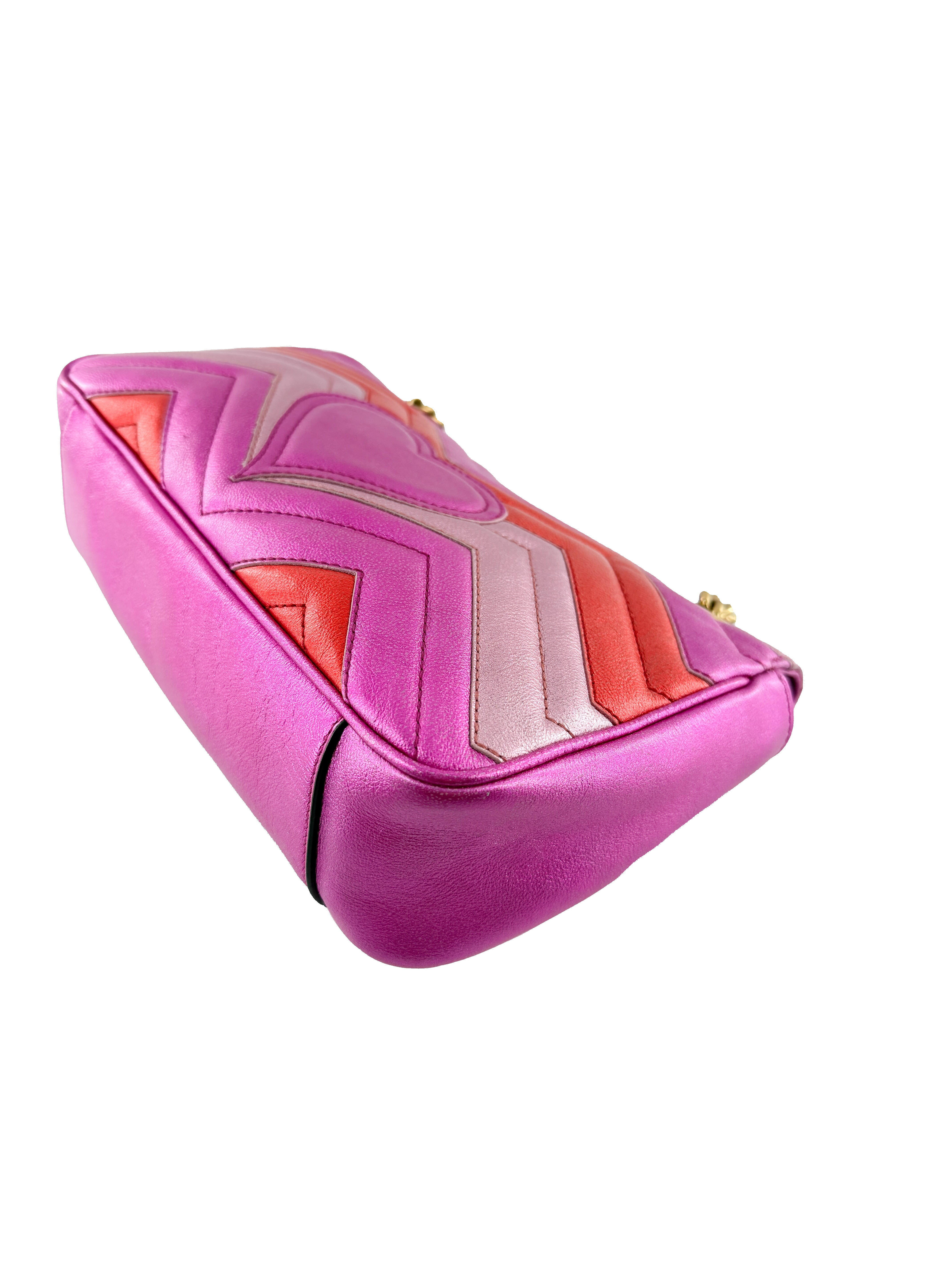 Gucci GG Marmont Flap Bag Matelasse Leather Small pink 443497486628