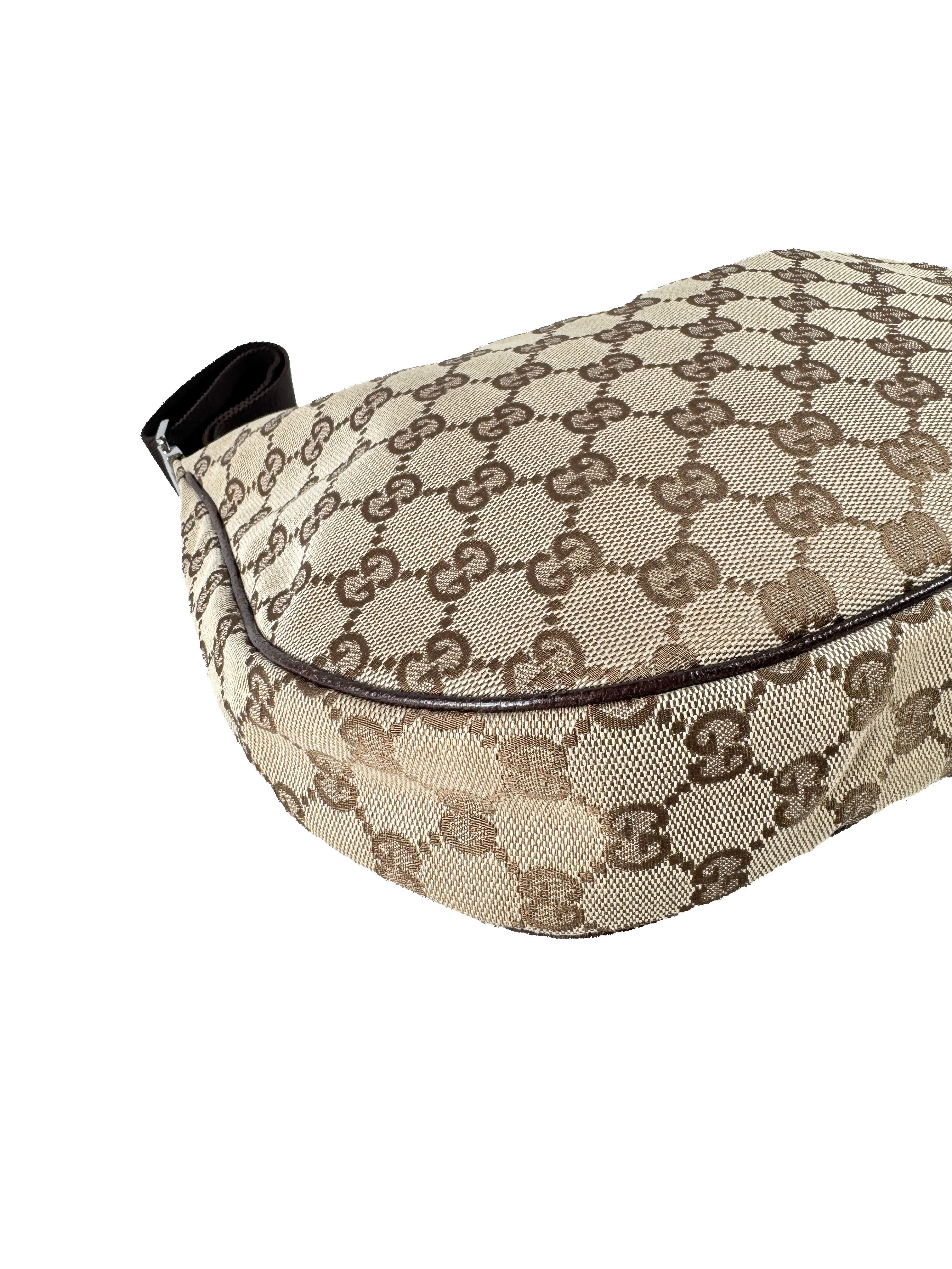 Gucci brown GG half moon canvas bag 122790001998