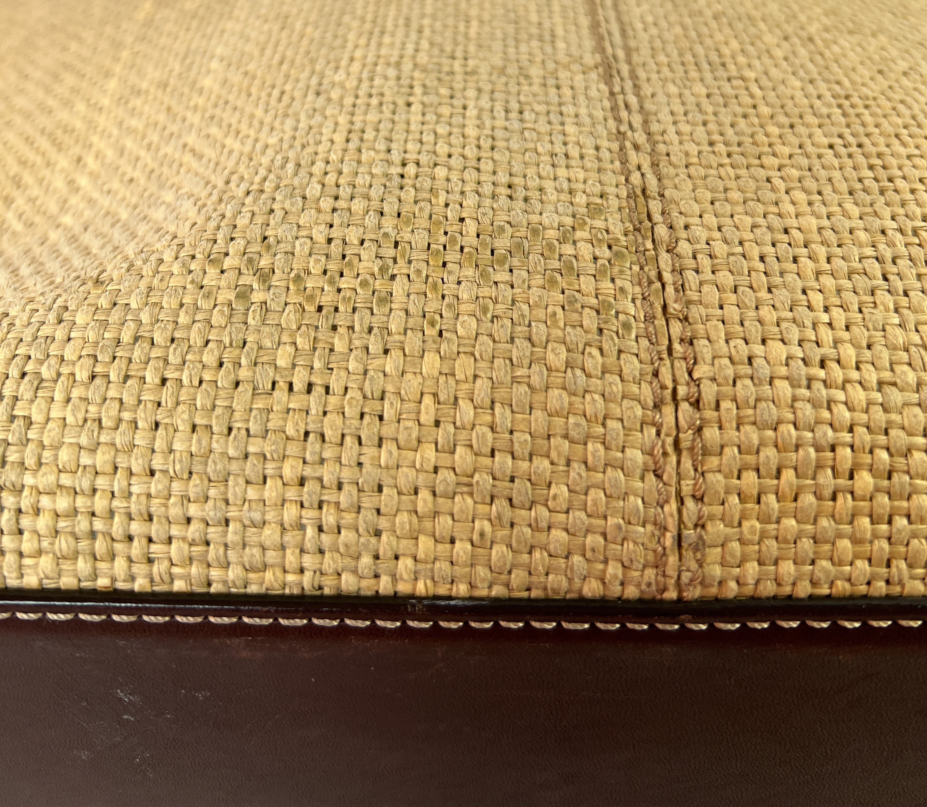 Chanel natural raffia and leather tote