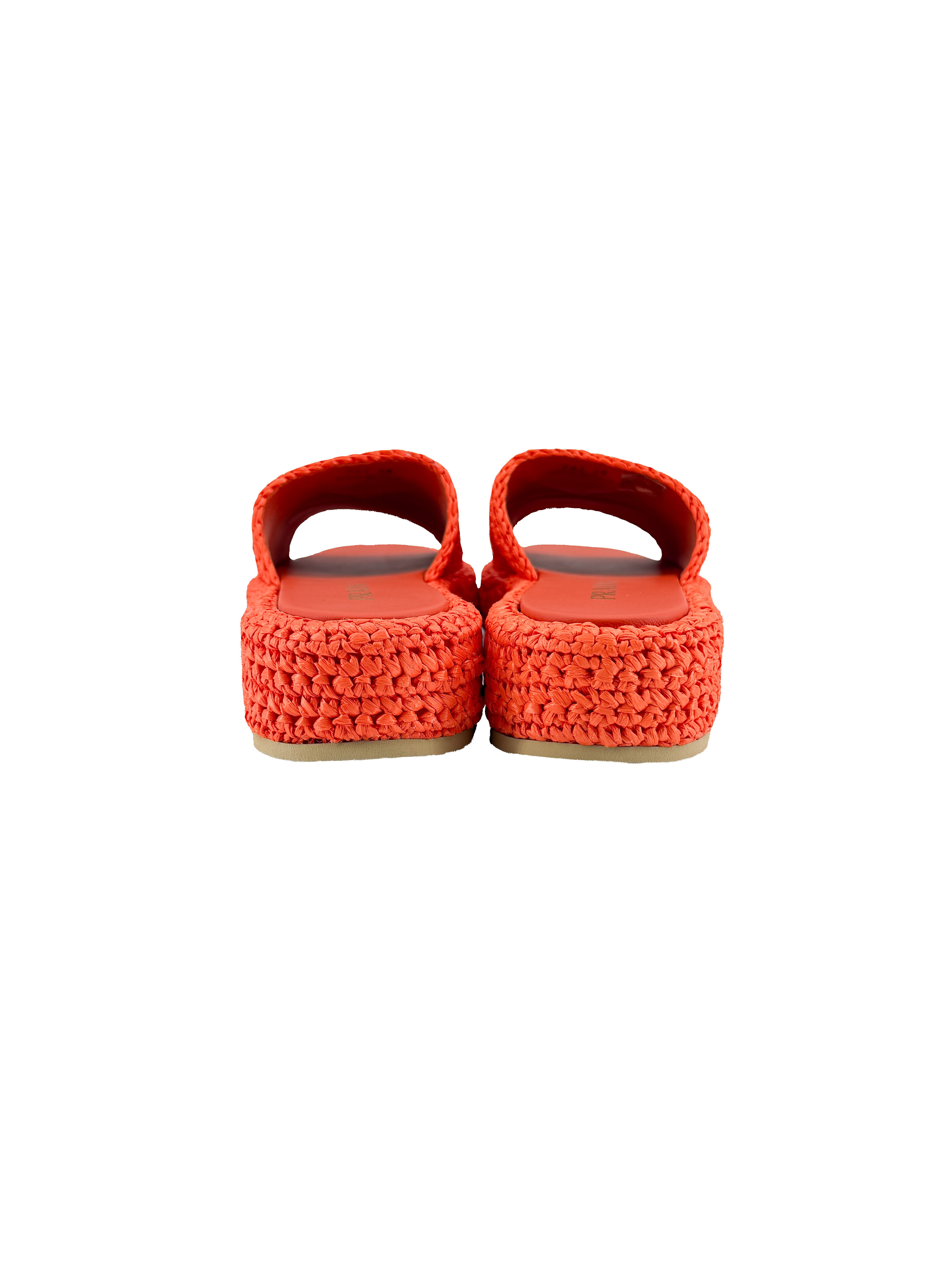 Prada orange Raffia slides size 38 BOX NEW
