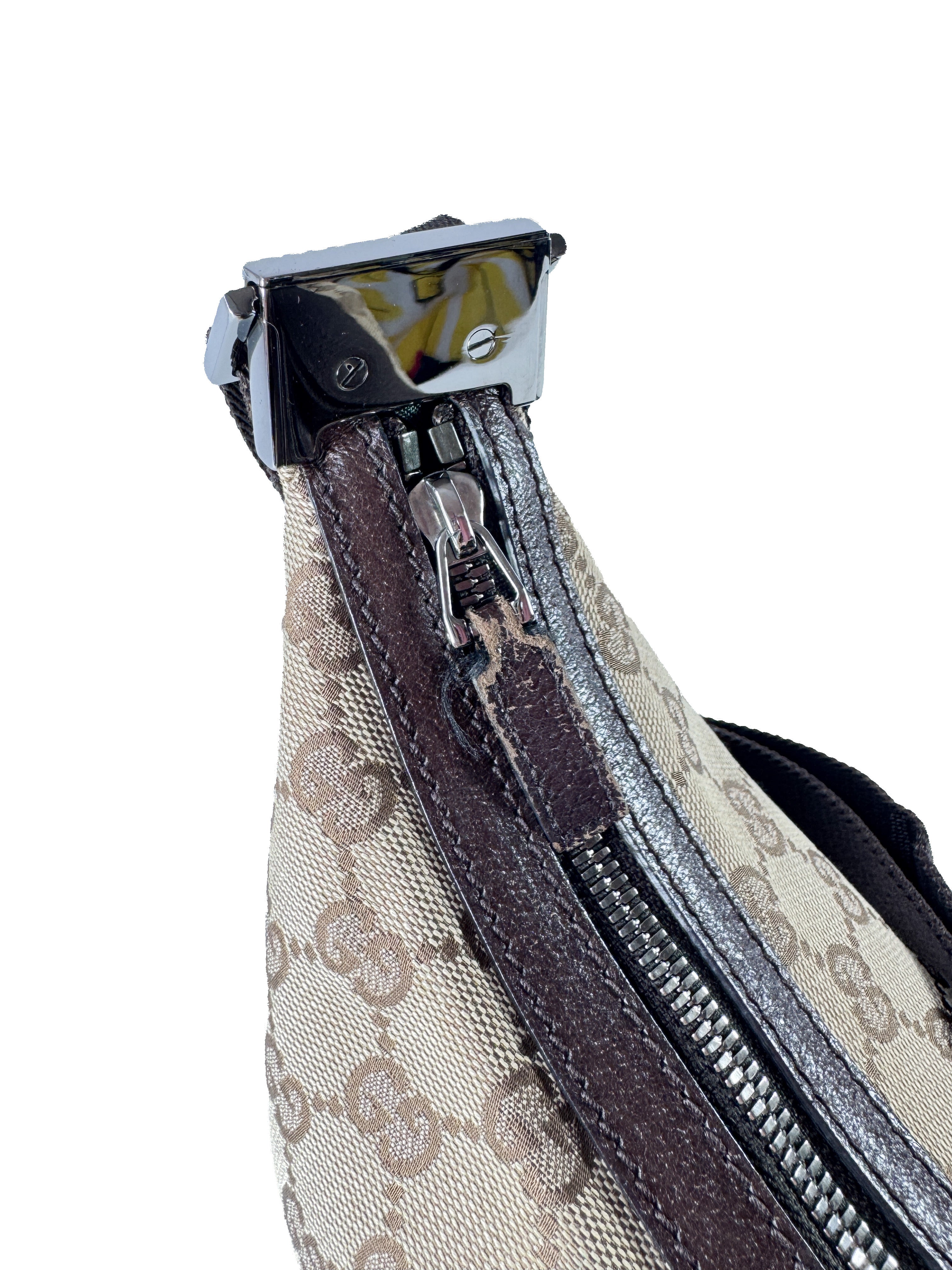 Gucci brown GG half moon canvas bag 122790001998