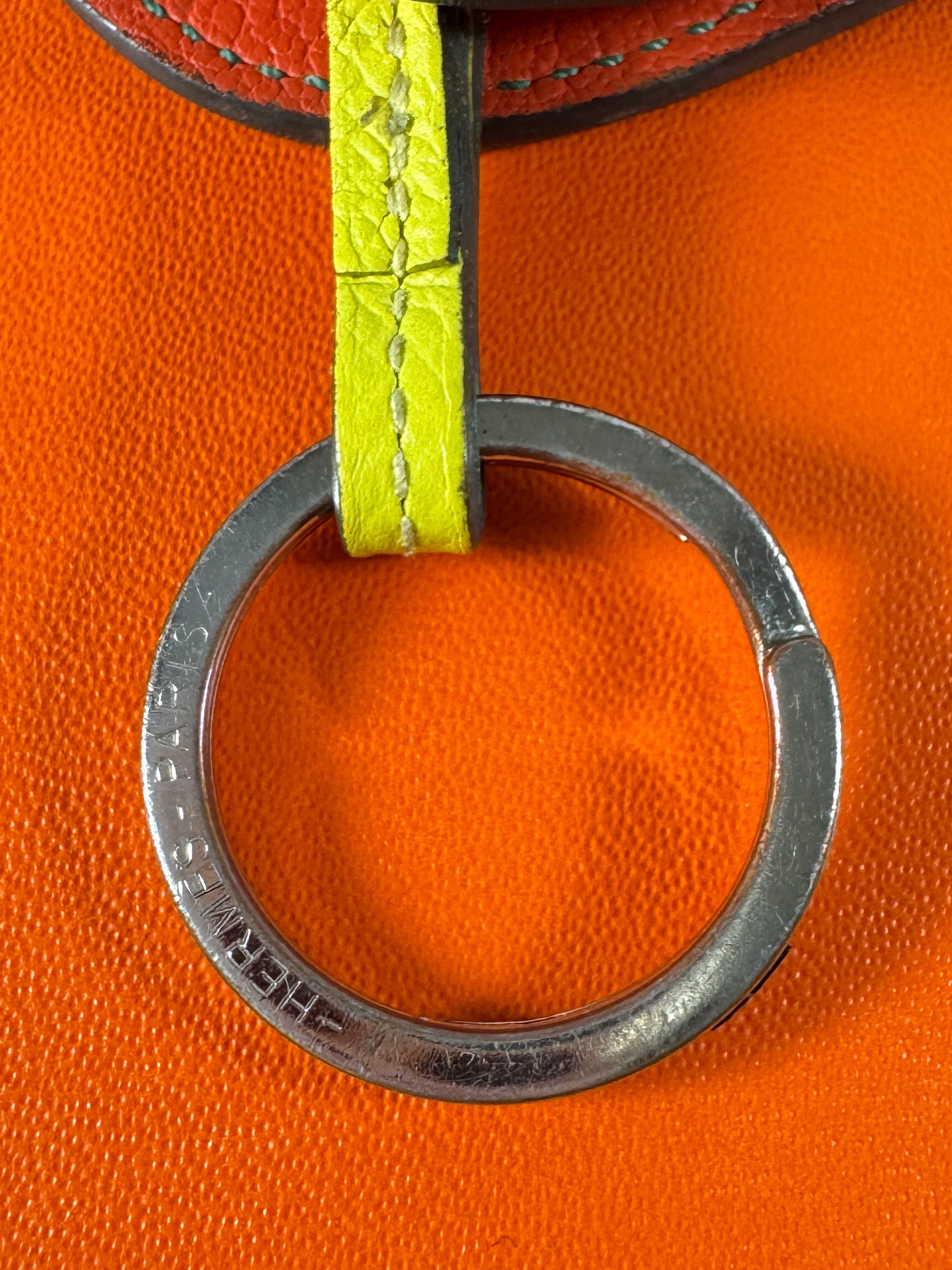 Hermès rose azalee/lime/malachite epsom leather Camail bag charm